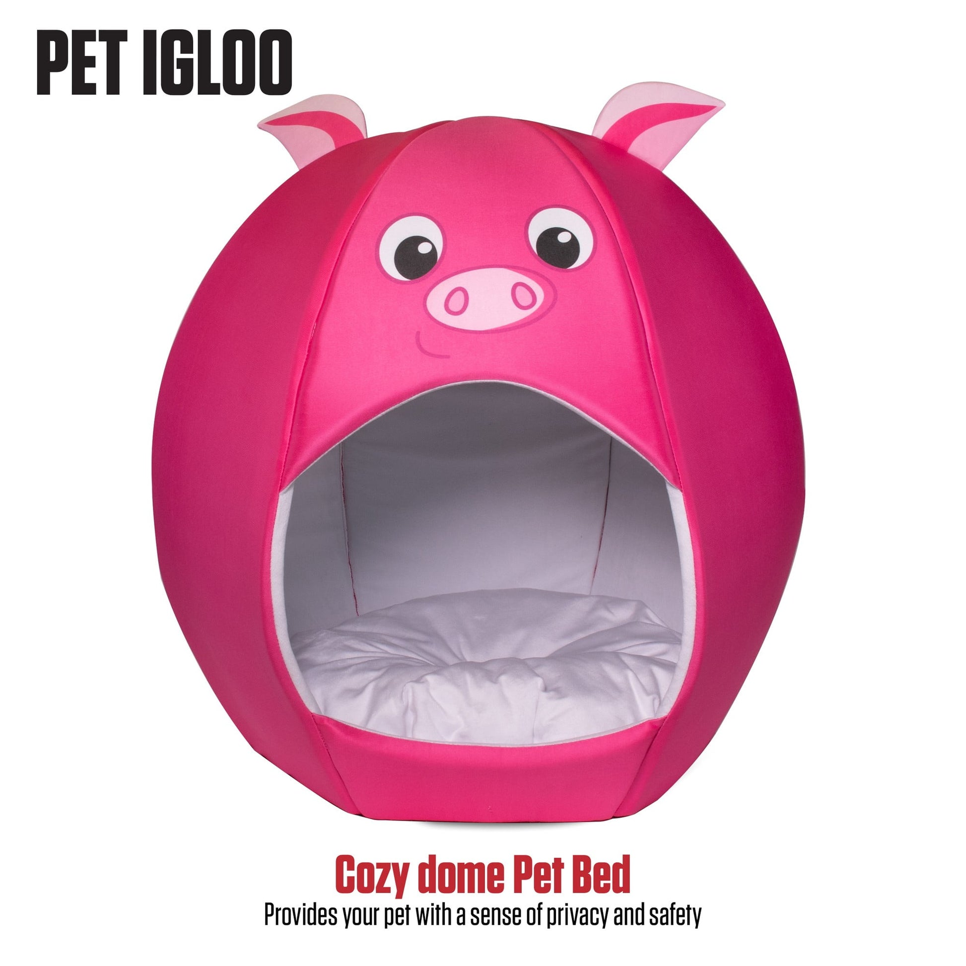 Maccabi Art: Pet Friends Igloo Bed: Small - Piggy - Animal Face Bed, Cozy Dome, Small Dogs, Cats & Puppies, 16x16x18",  Removable Machine-Washable Pad