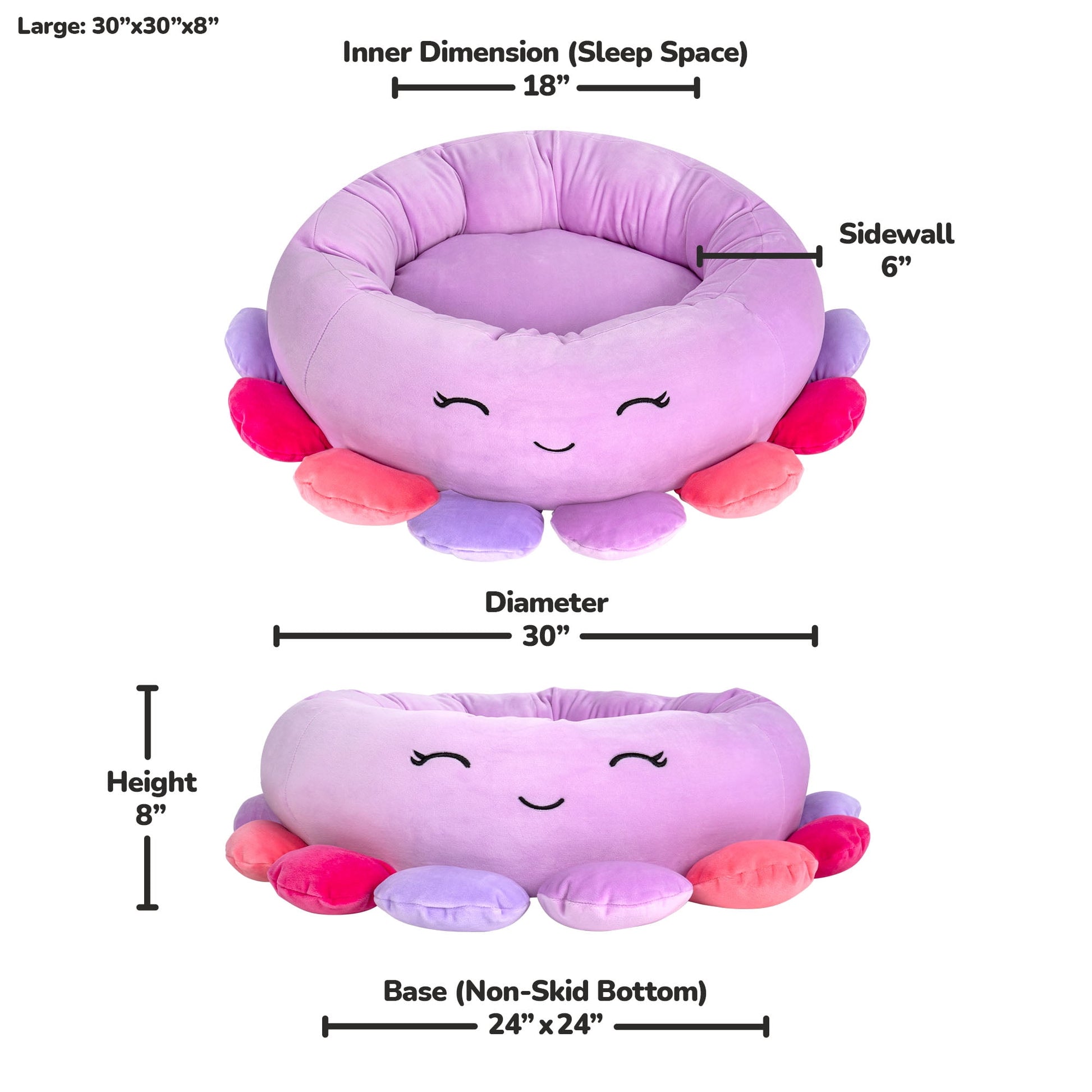 Squishmallows 30 inch Beula Octopus Pet Bed - Large Ultra Soft Plush Pet Bed