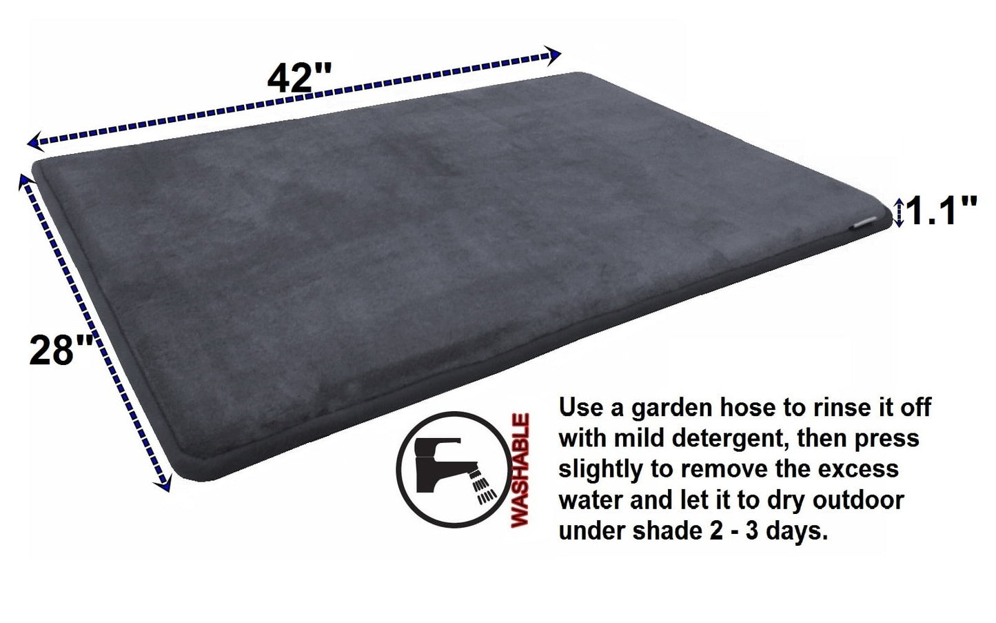Dogbed4less Large Waterproof Memory Foam Pet Bed with Anti-Slip Bottom, Gray