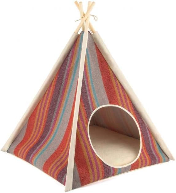 Horizon Cozy Cove Pet Teepee Tent for Dogs & Cats - Cotton Canvas Pet Bed House, Removable Pillow, Indoor/Outdoor, Machine Washable (Desert)