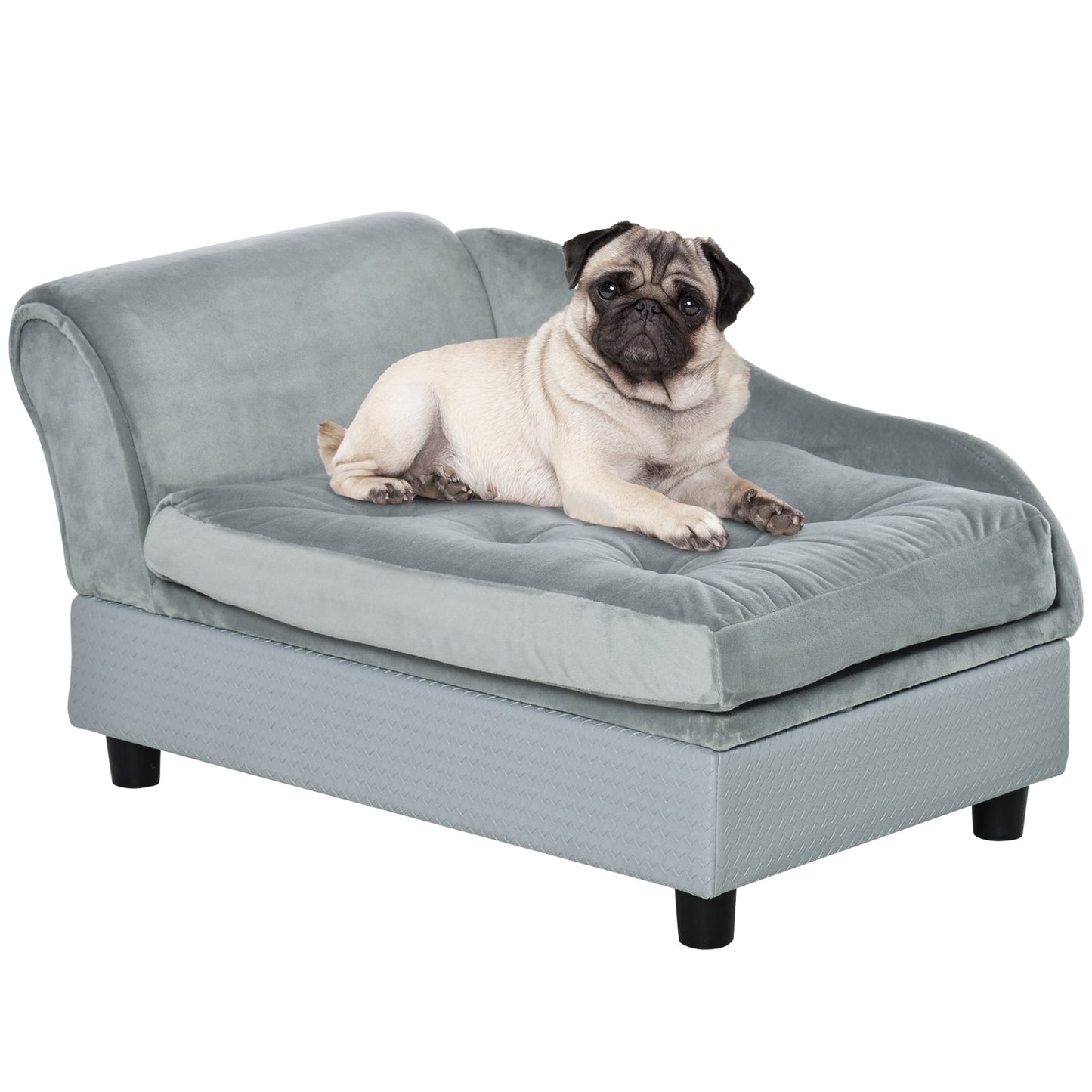 PawHut Luxury Small Dog Bed Couch W/ Storage, Little Dog Sofa