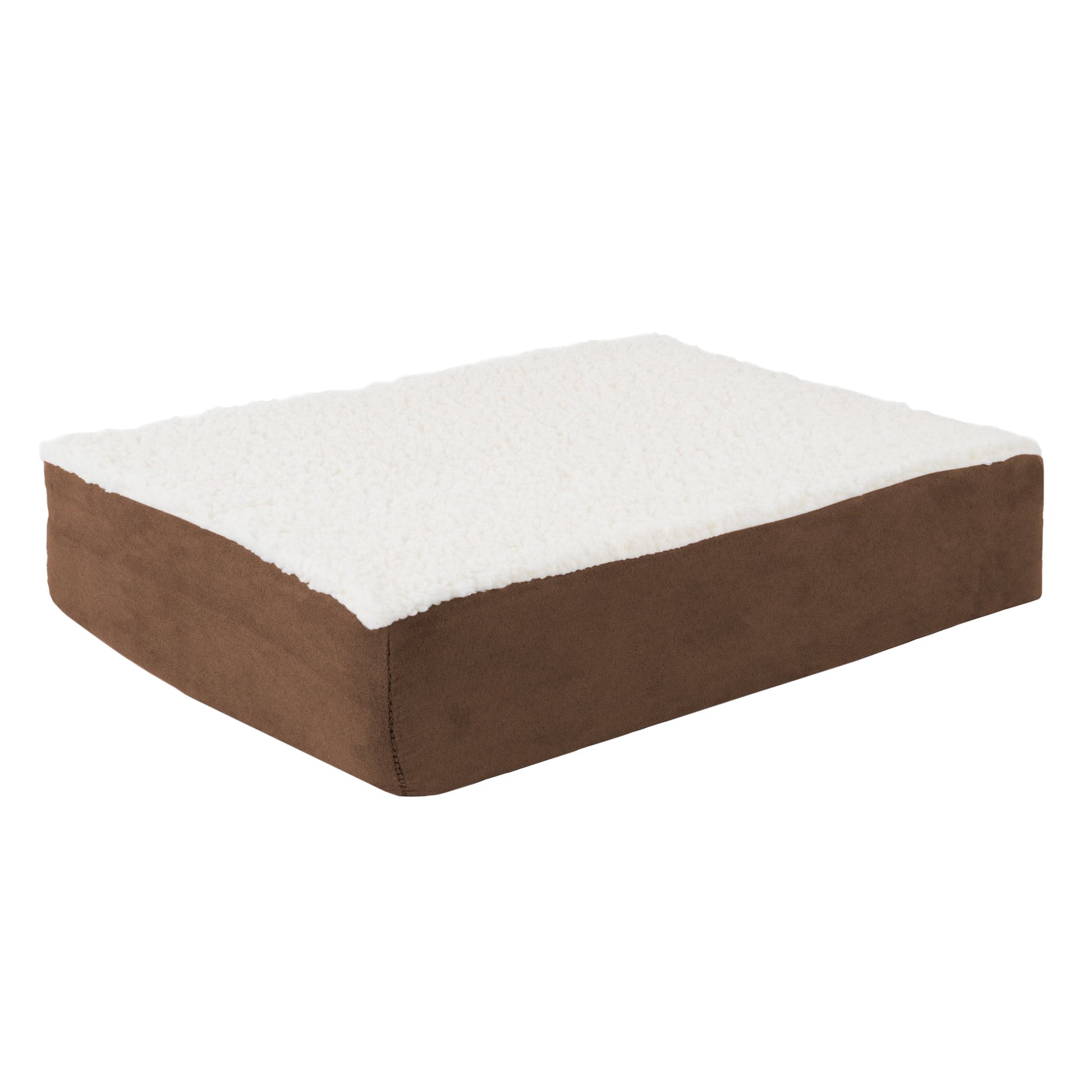 PETMAKER 20x15 Orthopedic Dog Bed with Memory Foam and Sherpa Cover, Brown