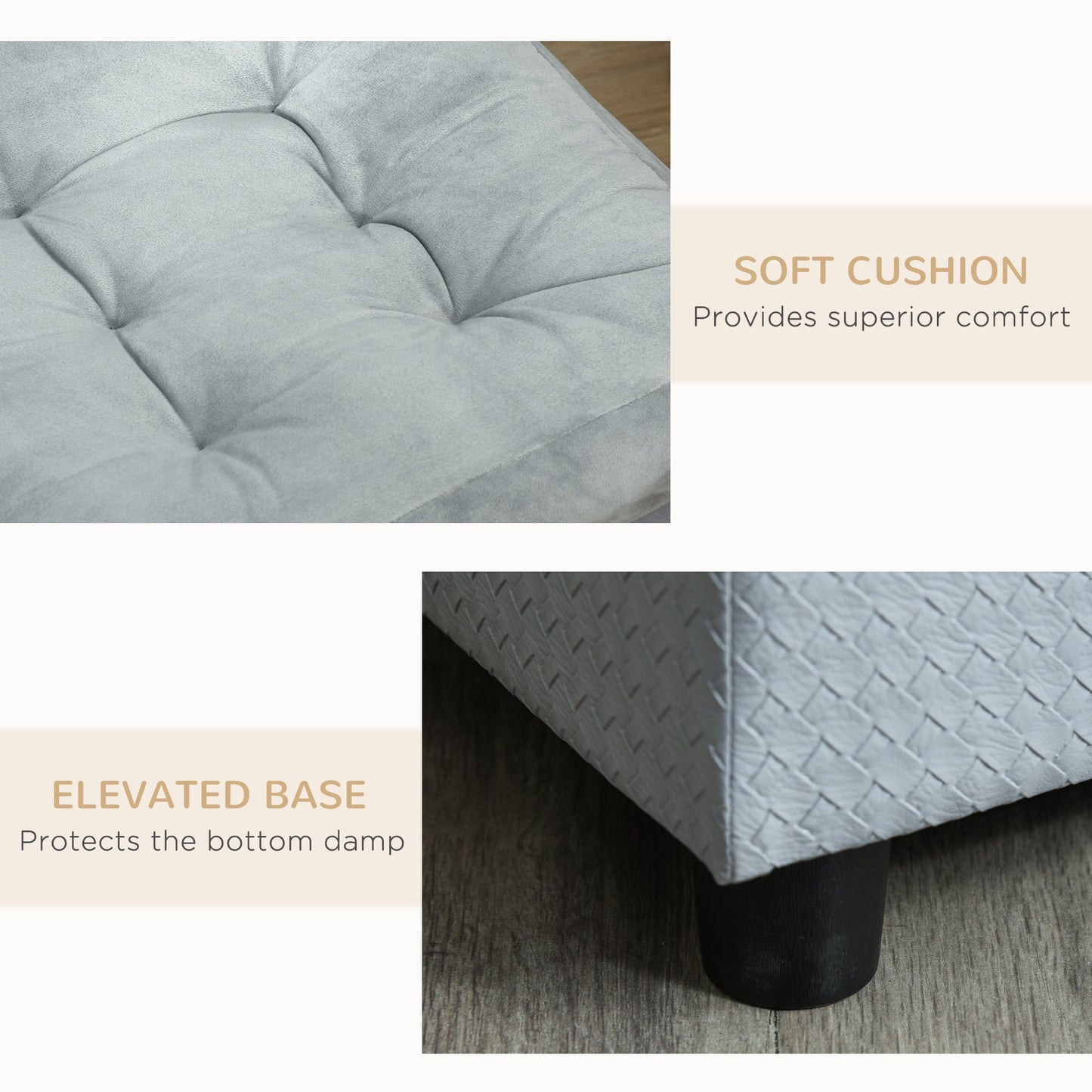 PawHut Luxury Small Dog Bed Couch W/ Storage, Little Dog Sofa