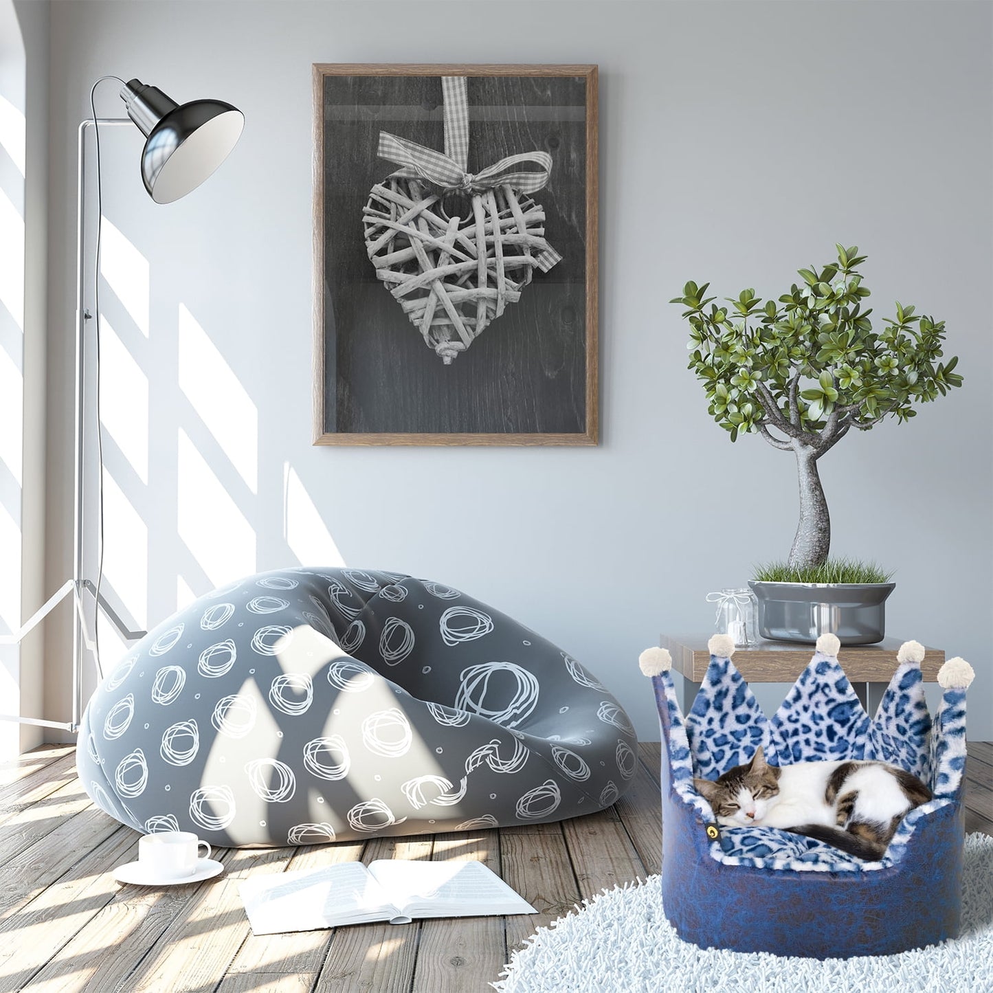 Precious Tails Luxury Leopard Print Crown-Shaped Bed for Small Dogs and Cats - Cozy, Stylish, and Plush Pet Bedding with Royal Design