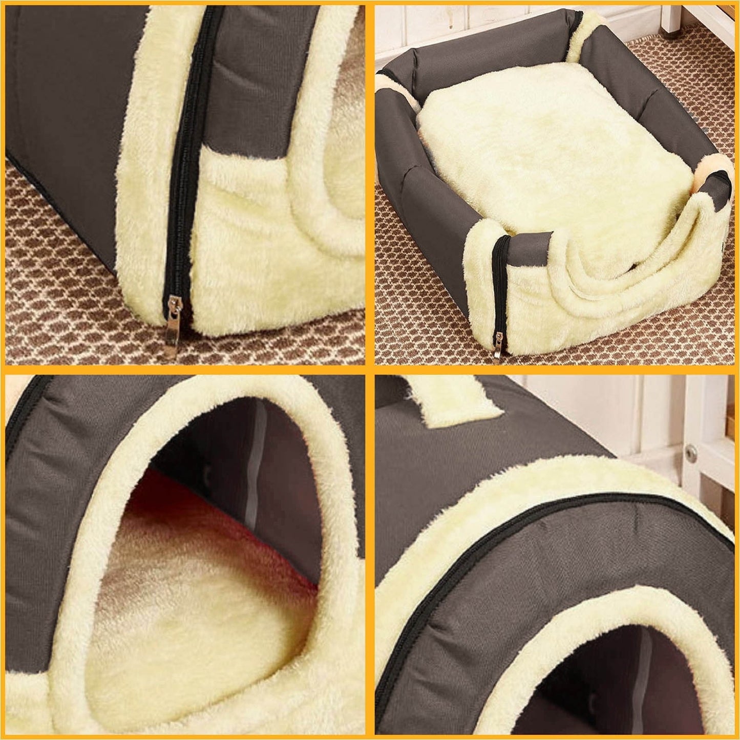 Infidev Plush Cozy Cave Dog Bed for Deep Sleep, Comfortable Kennel for Dogs 11.8" W x 13.7" L