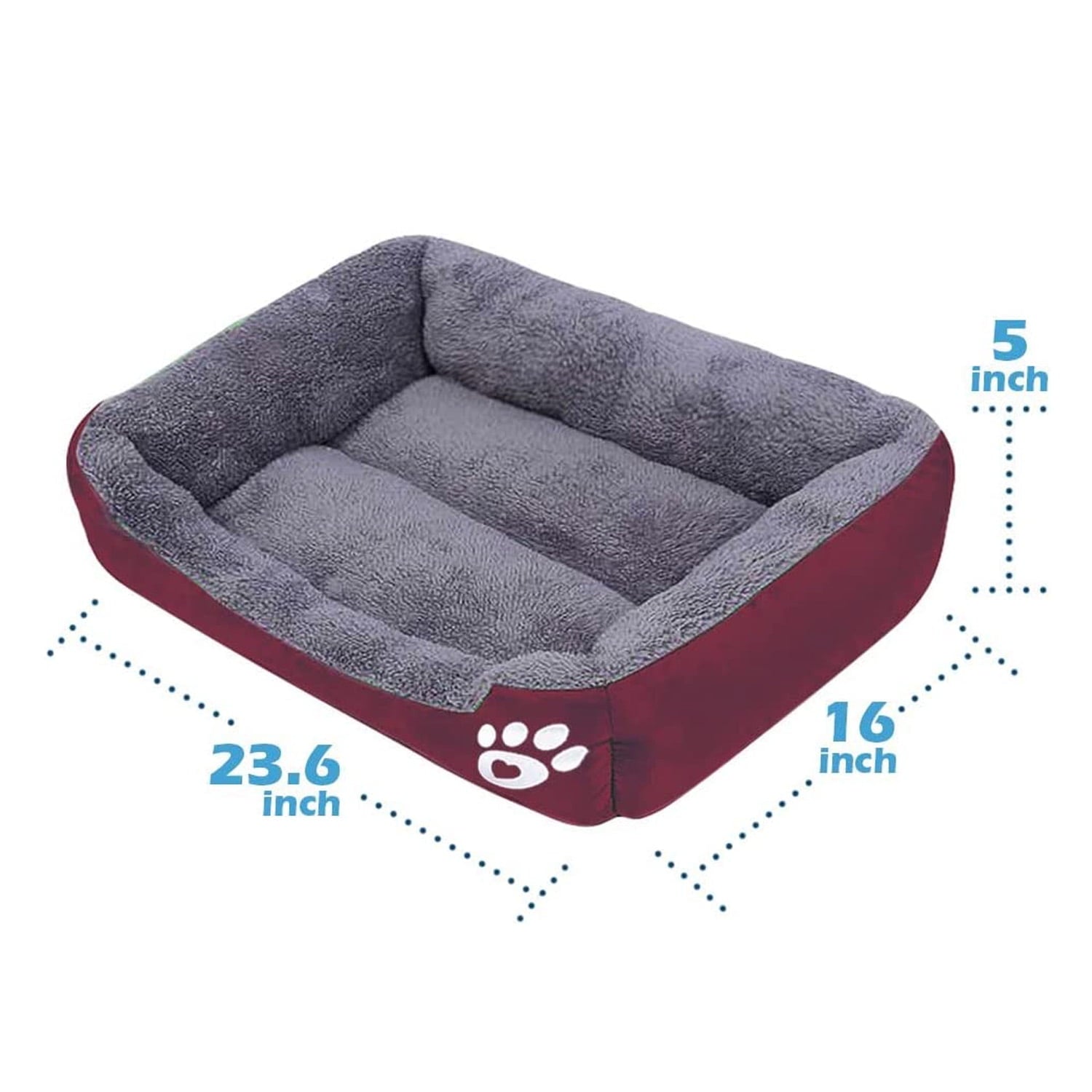PinkSheep Dog Bed Washable Pet Cat Beds for Small Puppy Medium Dogs Cats, Wine Red