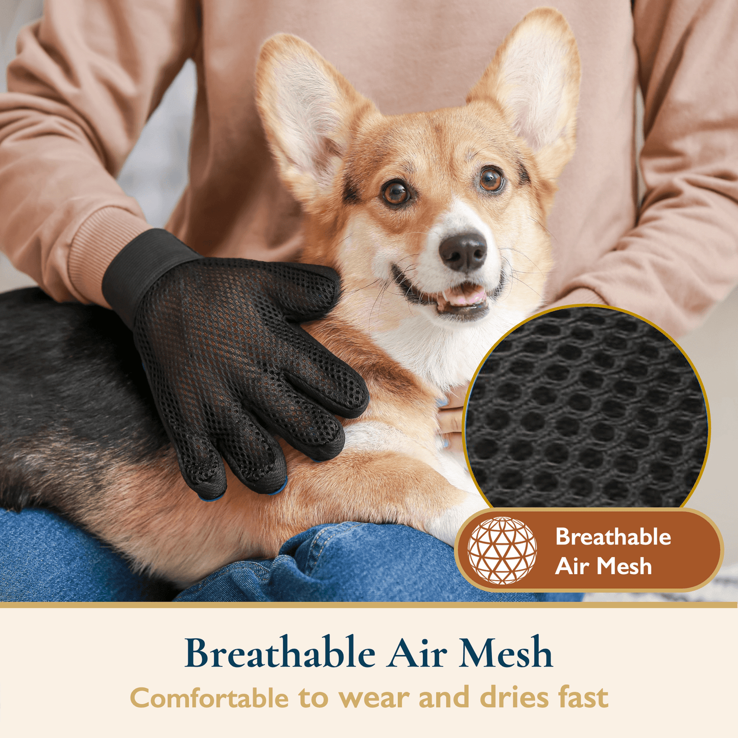 ComfiTime Pet Hair Remover & Pet Grooming Gloves Set, Dog/Cat Grooming Washing Gloves, Dog Brush Deshedding Tool, Reusable Lint Roller for Pet Hair, Dog/Cat Hair/Fur Remover for Carpet, Furniture