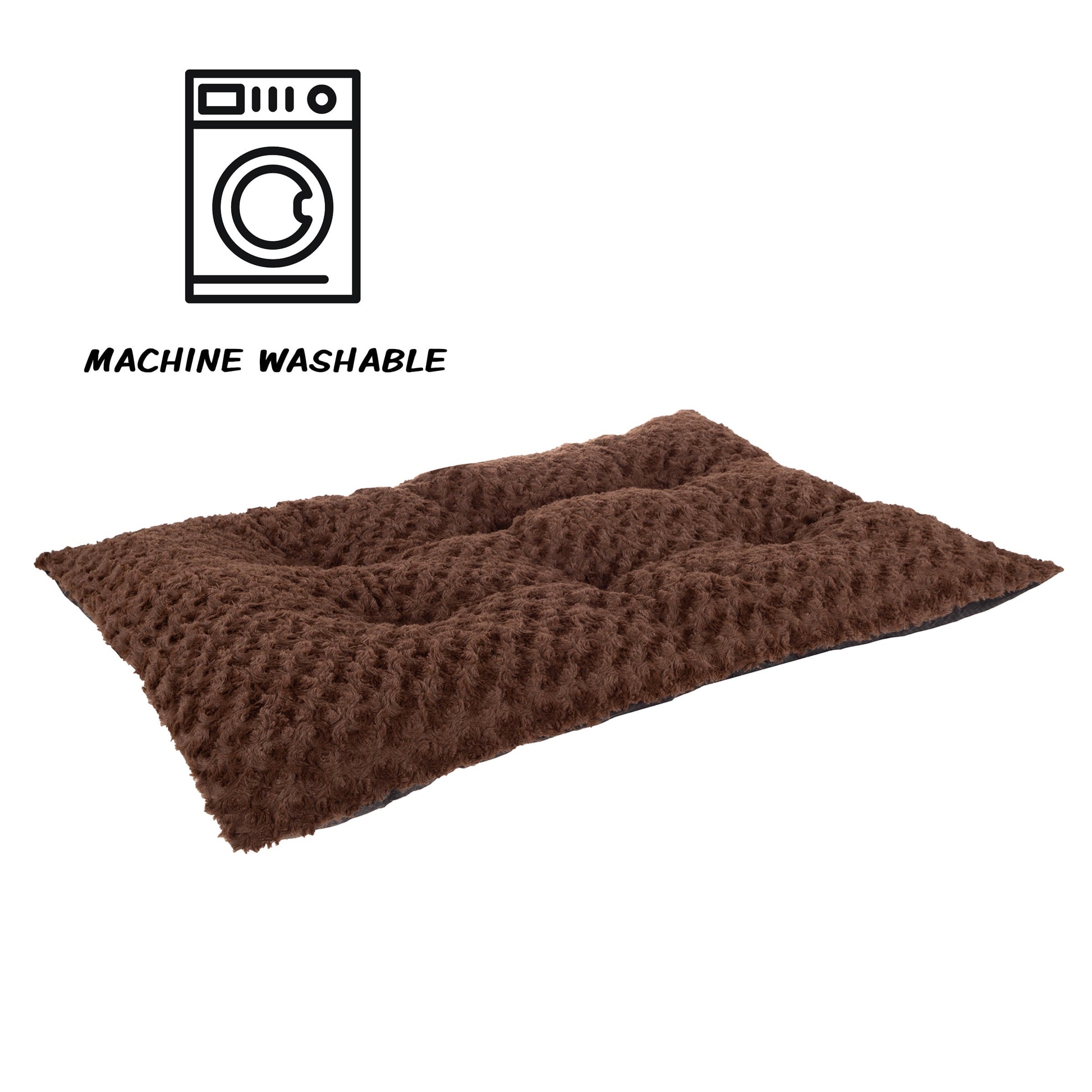 PETMAKER 42x26 Dog Bed with Faux Fur Top and Non-Slip Bottom, Brown
