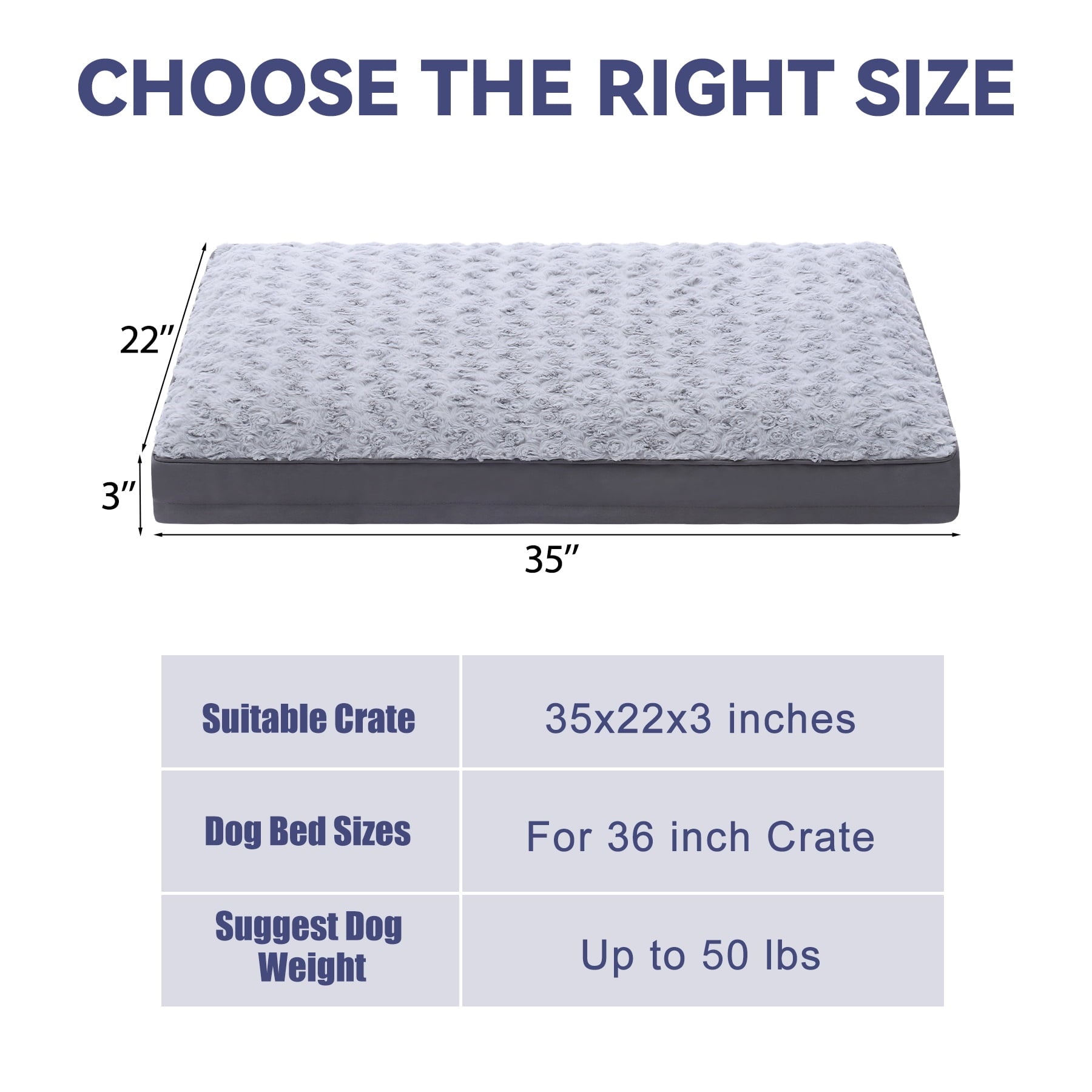 Waterproof Dog Beds for Crates 36" Washable Removable Cover Dog Kennel Pad for Large Dogs