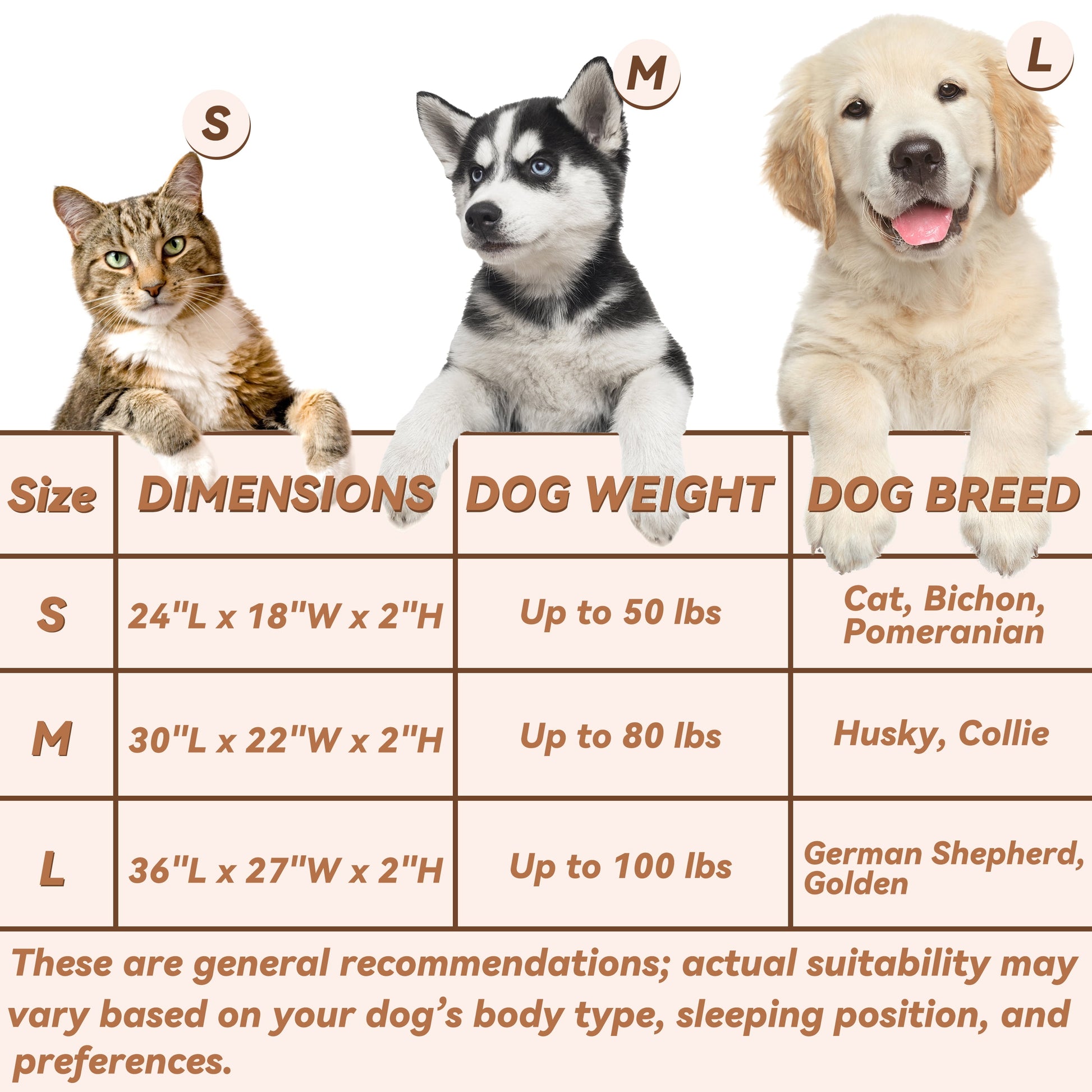PHYEX Dog Beds for Small Dogs, Self-Warming Cat Bed, Washable Crate Pad with Non-Slip Base 24"x18"