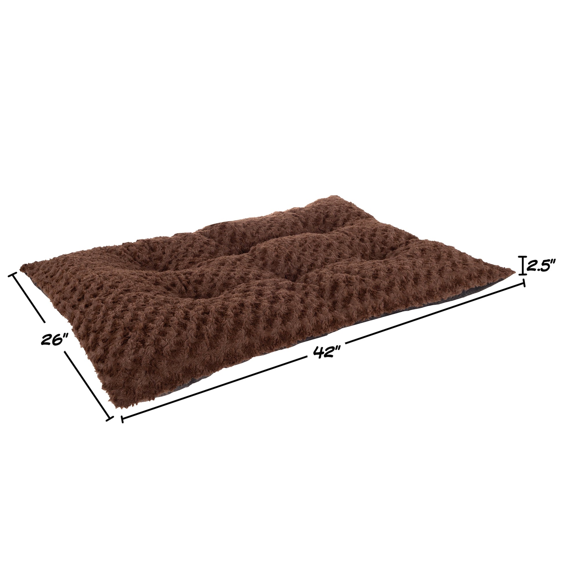 PETMAKER 42x26 Dog Bed with Faux Fur Top and Non-Slip Bottom, Brown