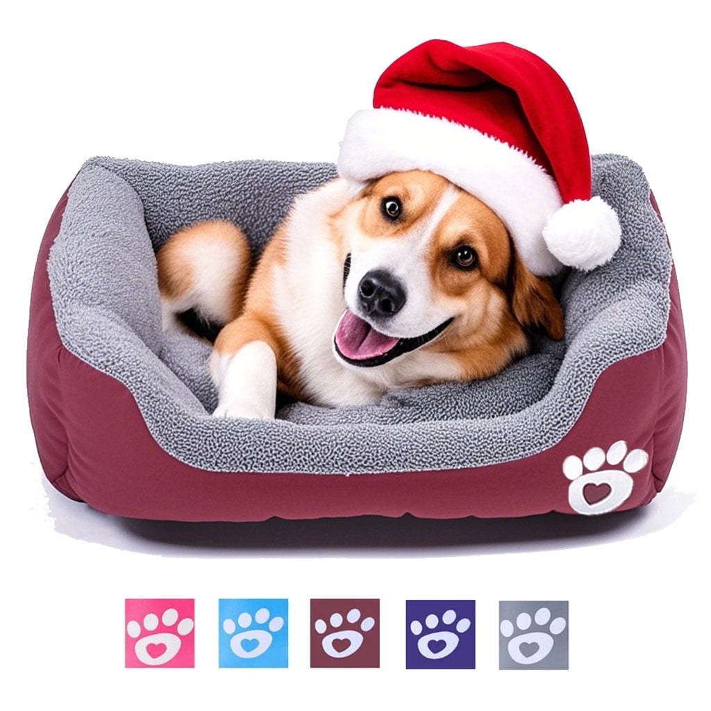 PinkSheep Dog Bed Washable Pet Cat Beds for Small Puppy Medium Dogs Cats, Wine Red