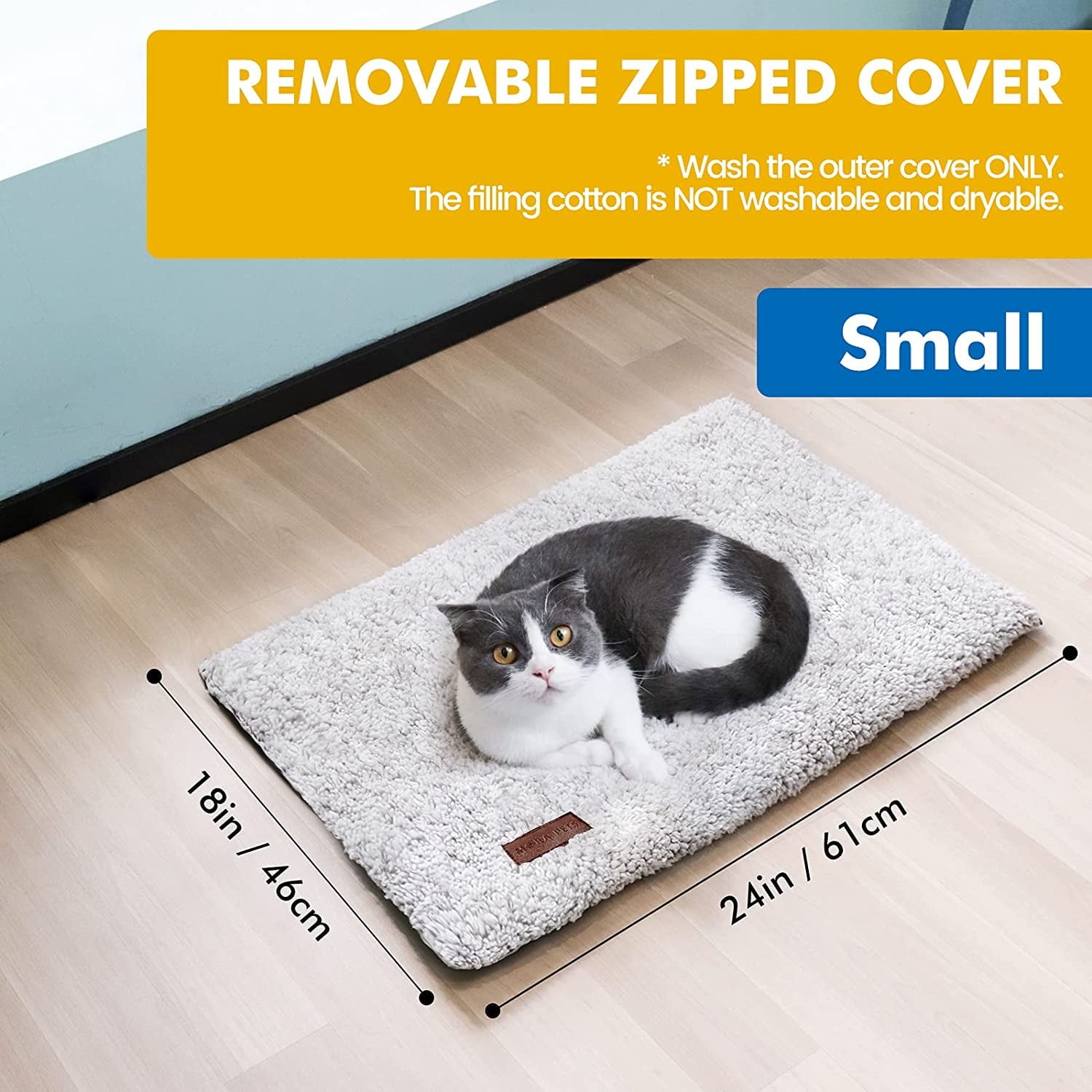 MANGOBOB Self Warming and Heating Cat and Dog Mat, 24 x 18 Inch, Non-Slip Bottom, Gray