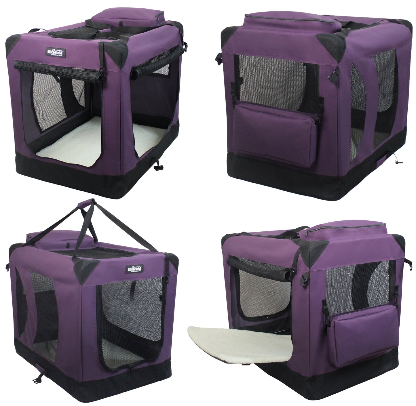 EliteField 3-Door Folding Soft Dog Crate with Carrying Bag and Fleece Bed (2 Year Warranty), Indoor & Outdoor Pet Home