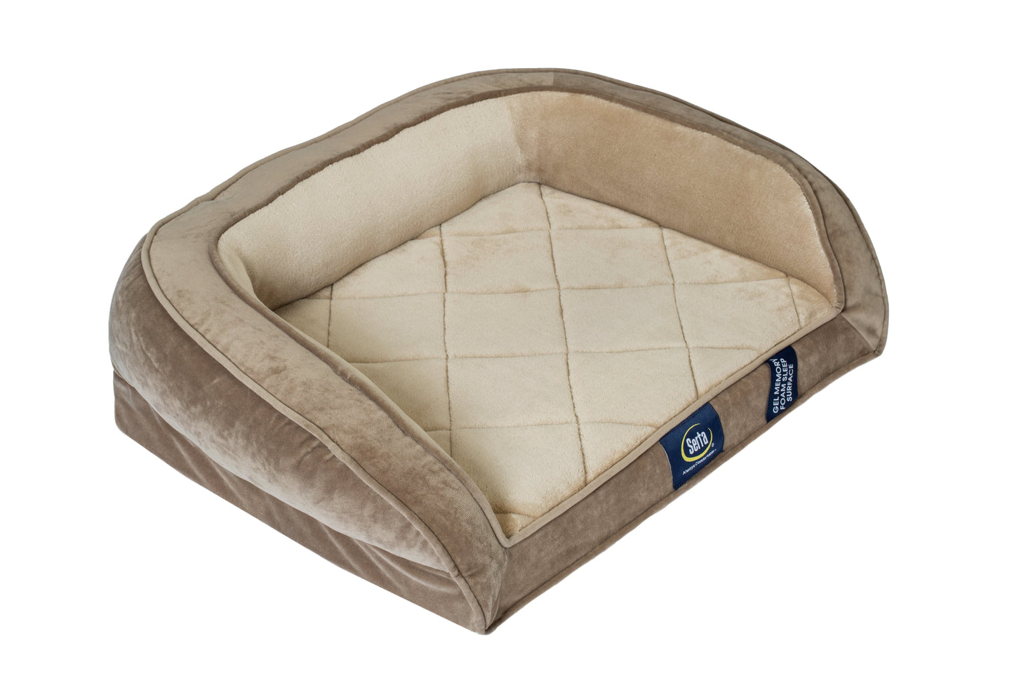 Serta Gel Memory Foam Quilted Ortho Couch Dog Bed, Small Brown