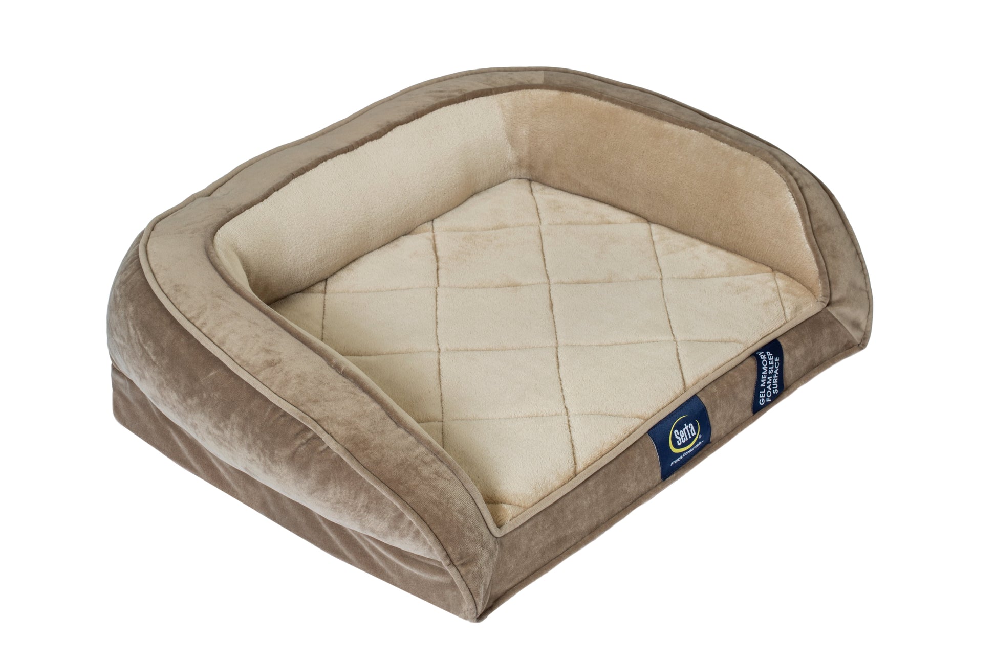 Serta Gel Memory Foam Quilted Ortho Couch Dog Bed, Small Brown