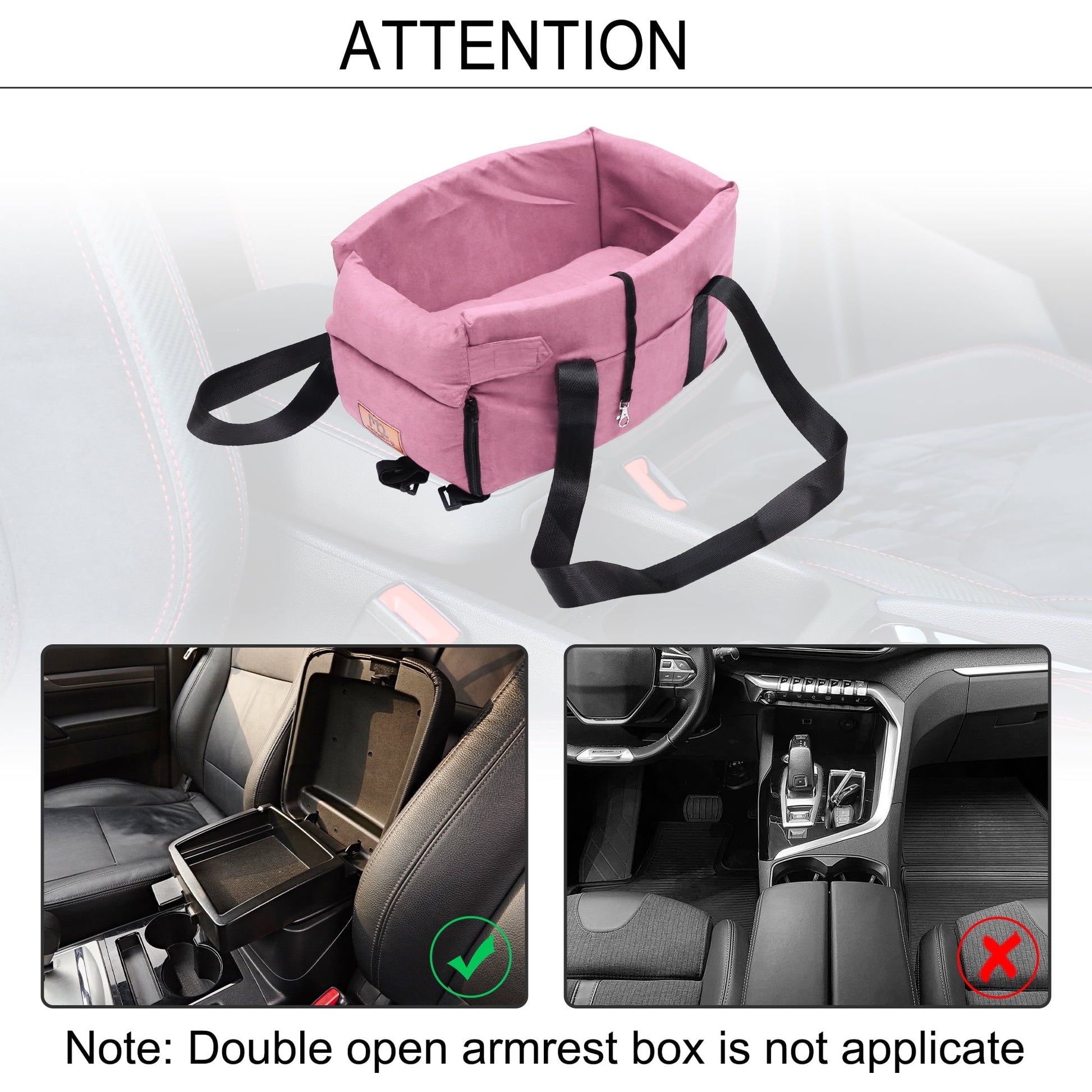 Unique Bargains Dog Car Seat Adjustable Straps Portable for Medium Small Sized Puppy Cat Seat Pets Travel Bed Pink