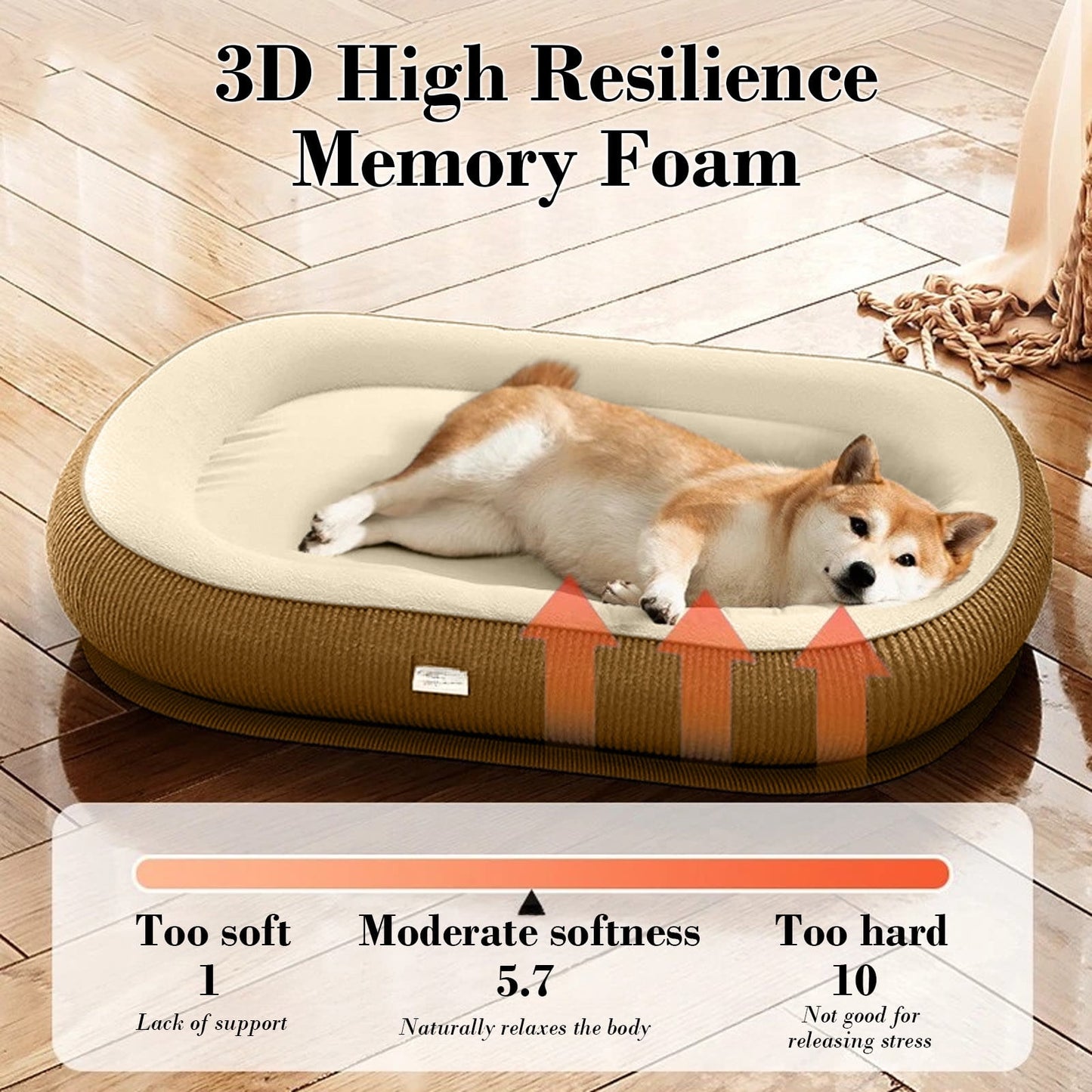 BGZLEU Orthopedic Dog Bed for Dogs Breeds, High Density Egg Crate Foam Dog Sofa Beds,Oval Kennel Bed, Pet Couch Bed with Four Sided Bolster, Removable Washable Cover& Non-Slip Bottom (Brown)
