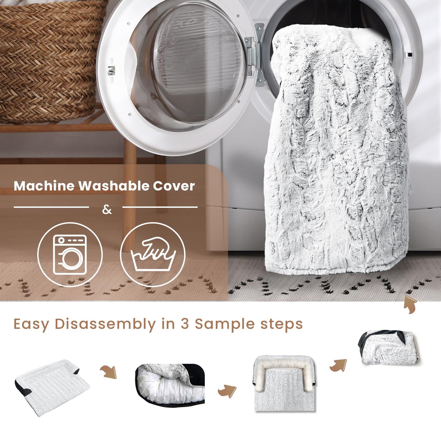 Blunique Dog Couch Bed Waterproof Pet Sofa Protector Detachable Cushion Washable, Gray 41 x 37 inch