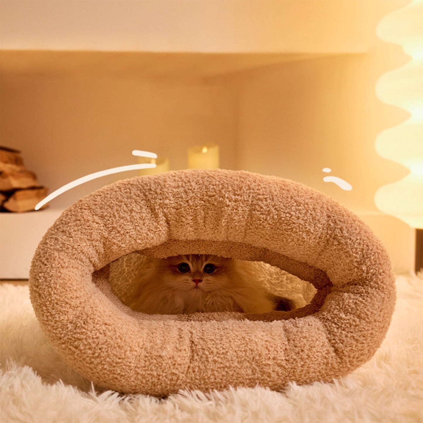 Exhoden Cat Winter Sleeping Bag, Cat Crinkle Sack Removable Cat Bag for Sleeping 360°Warm Semienclosed Cat Sleeping Bag Bed with Cave,Fall And Winter Warm Pet Sleeping Bag