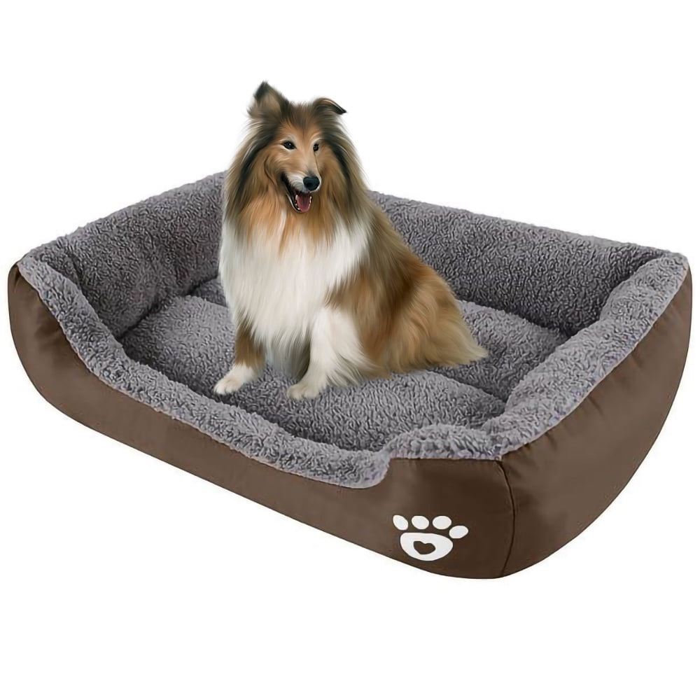 PETIMI Small Dog Beds, Rectangle Washable Pet Bed with Firm Breathable for Cats, Sleeping Orthopedic Small Beds(Brown)