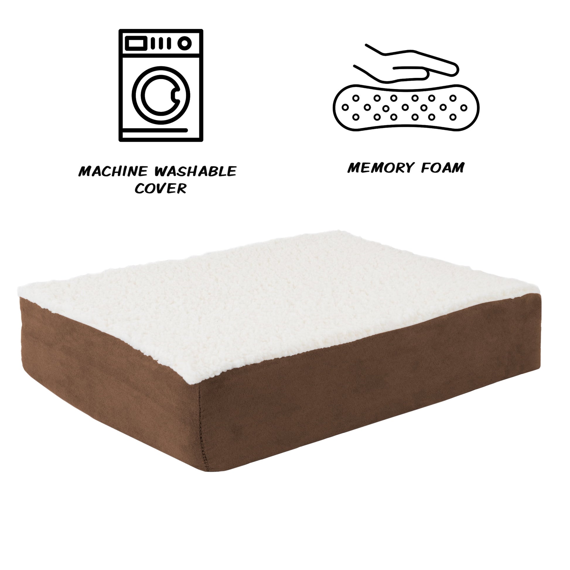 PETMAKER 20x15 Orthopedic Dog Bed with Memory Foam and Sherpa Cover, Brown