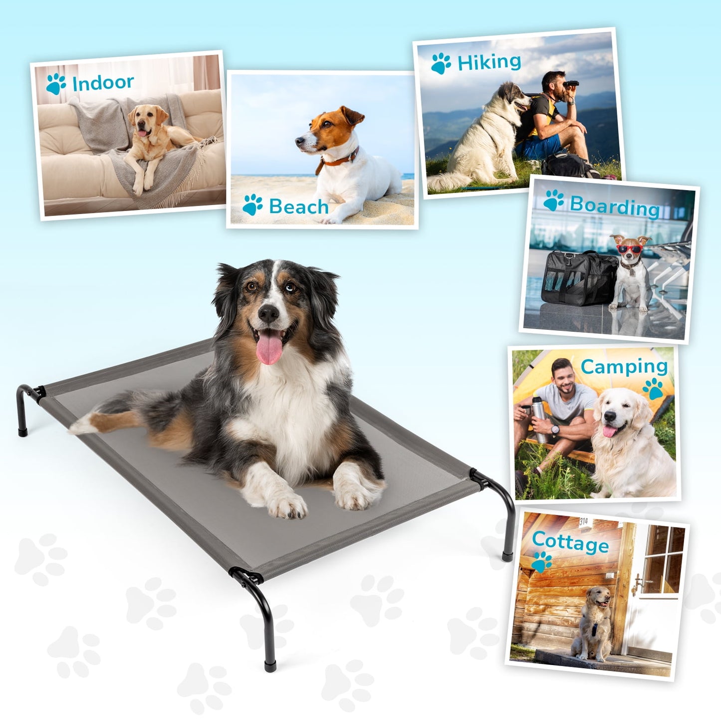 Ktaxon 50"D x 31"W Original Cooling Elevated Dog Bed, Indoor and Outdoor Gray
