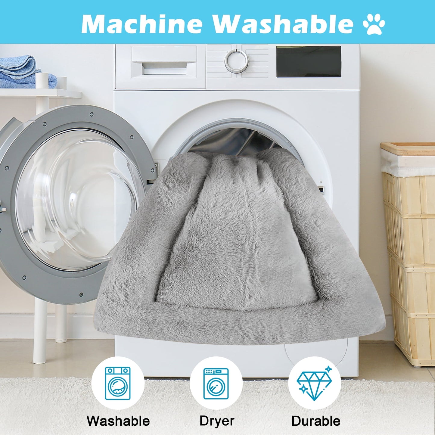 COSYJOY Plush Washable Dog Bed Ultra Soft Dog Crate Mat Kennel Pad Anti-Slip Pet Sleeping Bed for Small Medium Large Dogs,Gray 36" x 23"