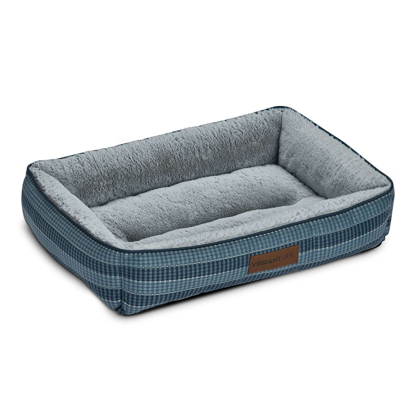 (2 pack) Vibrant Life Lounger Dog Bed, Blue, Machine Washable, Plush, Medium, 27" x 20"