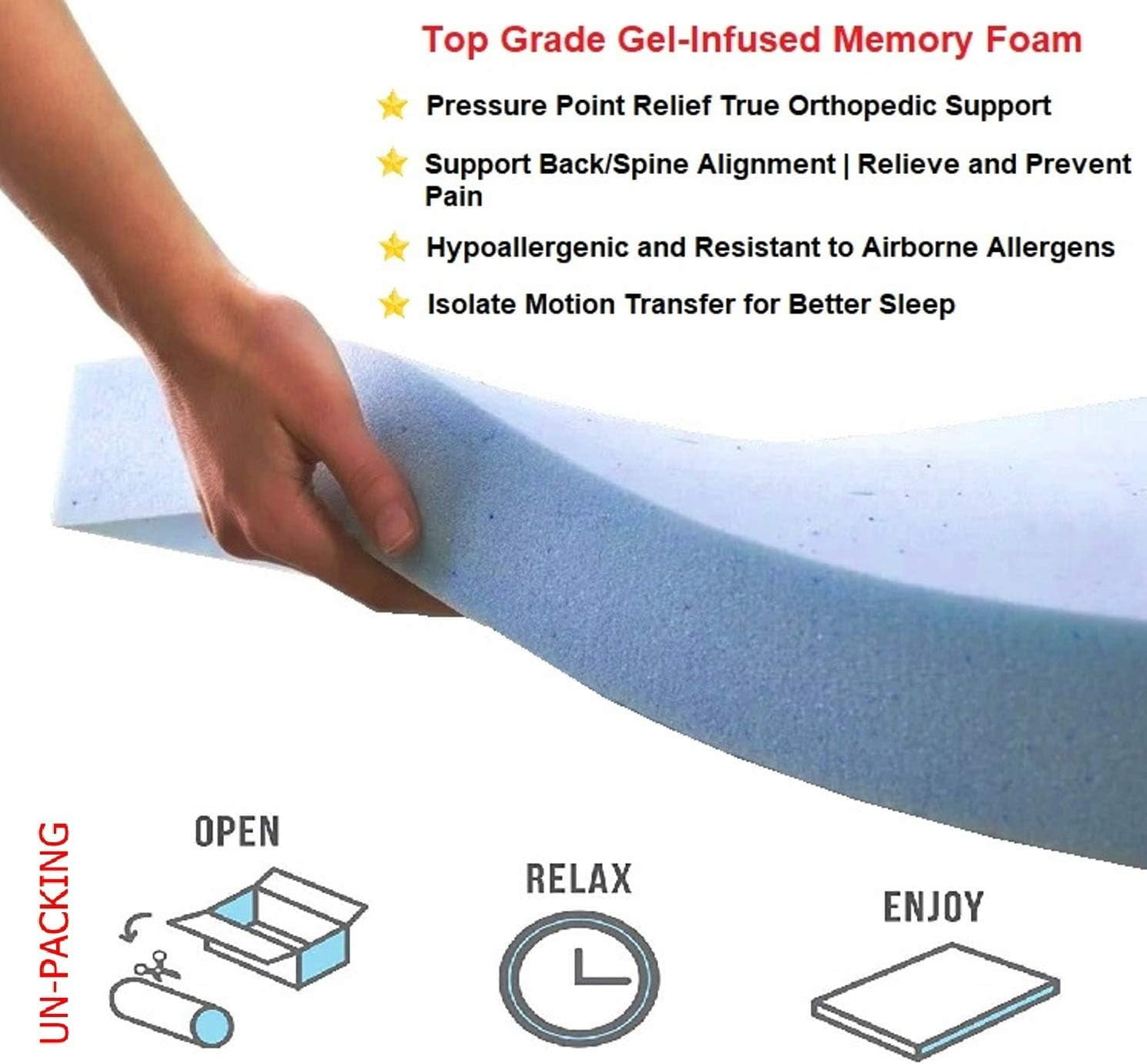 Dogbed4less Orthopedic Memory Foam Dog Mattress, Waterproof Microsuede Gray Cover, XL, 47"x29"x4"