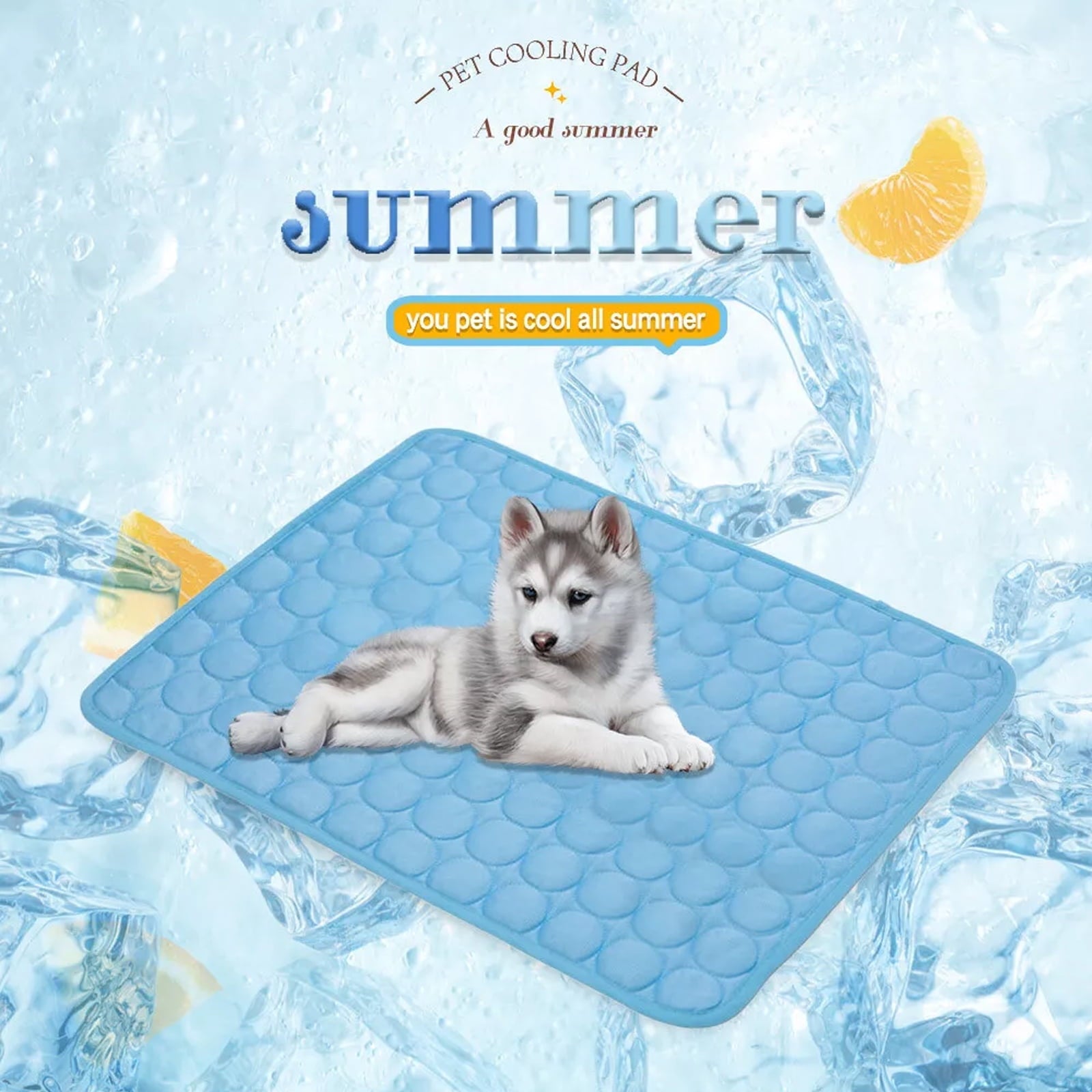 Soapow Pet Dog Cooling Mat, Foldable Self Cooling Pad, No Water or Refrigeration Required, Ice Silk Washable Sleeping Kennel Mat for Dog Cat Rabbit and Guinea Pig Cages, Large
