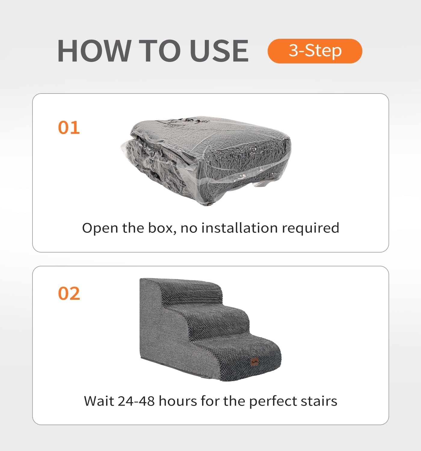 Made4Pets Dog Stairs Ramp for Bed, 4-Step Dog Steps for High Bed Couch Sofa Climbing, Gray