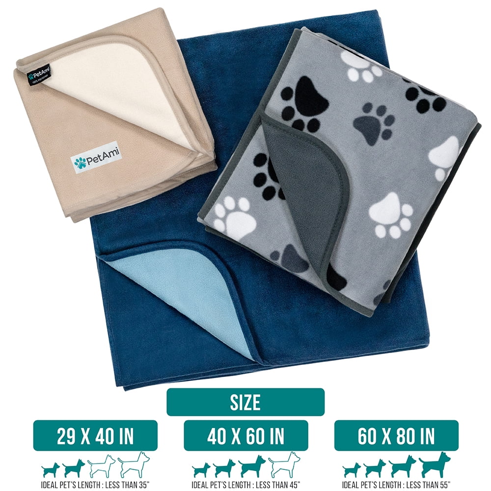 PetAmi Waterproof Dog Blanket For Small Medium Dog, Pet Puppy Blanket Couch Cover Protection, Fleece Cat Washable Throw, Couch Sofa Furniture Protector, Reversible Soft Plush, 29x40 Black/Gray