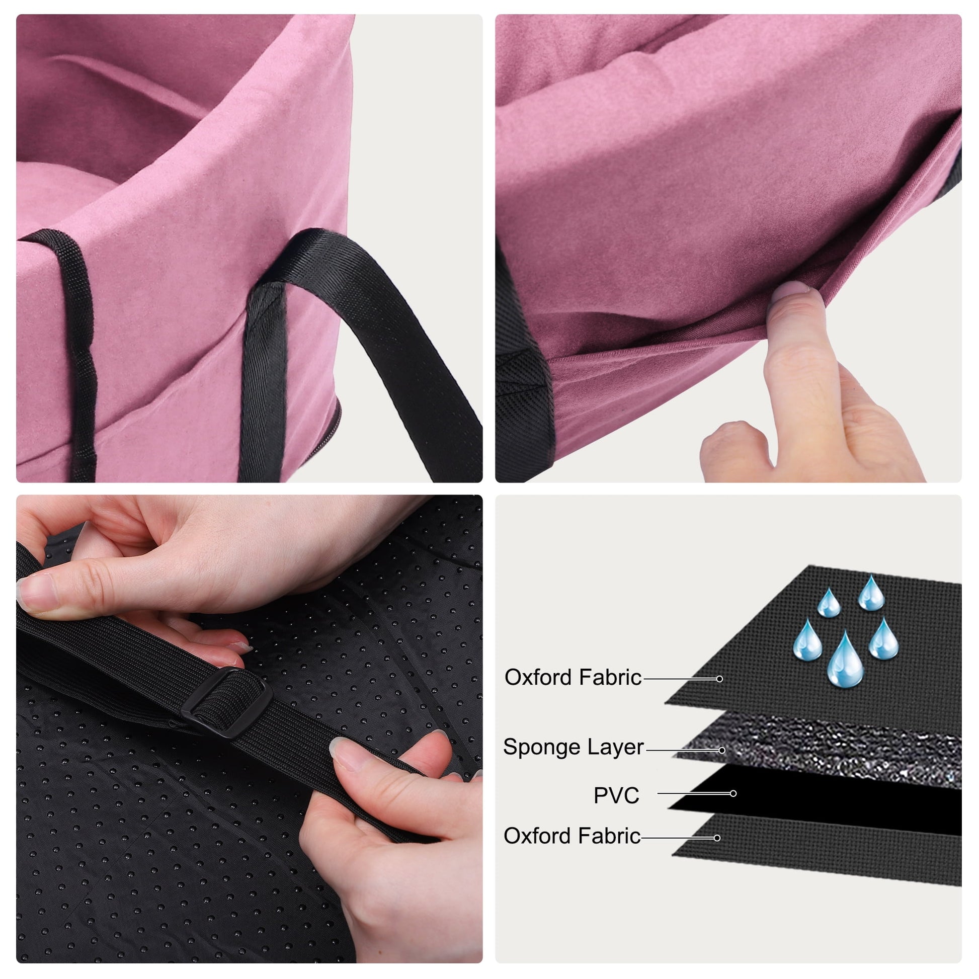 Unique Bargains Dog Car Seat Adjustable Straps Portable for Medium Small Sized Puppy Cat Seat Pets Travel Bed Pink