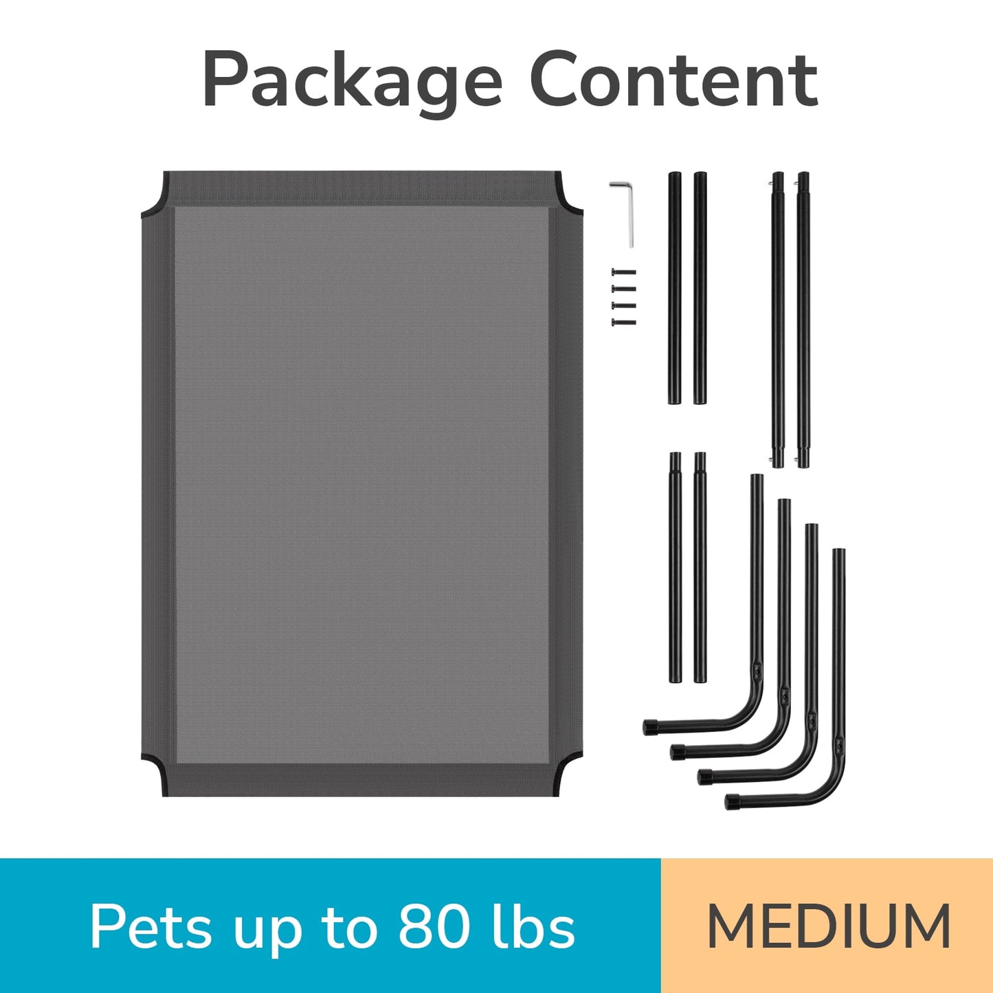IVV Cooling Elevated Dog Bed with Metal Frame, Large, 50"L x 31"W x 8"H, Gray