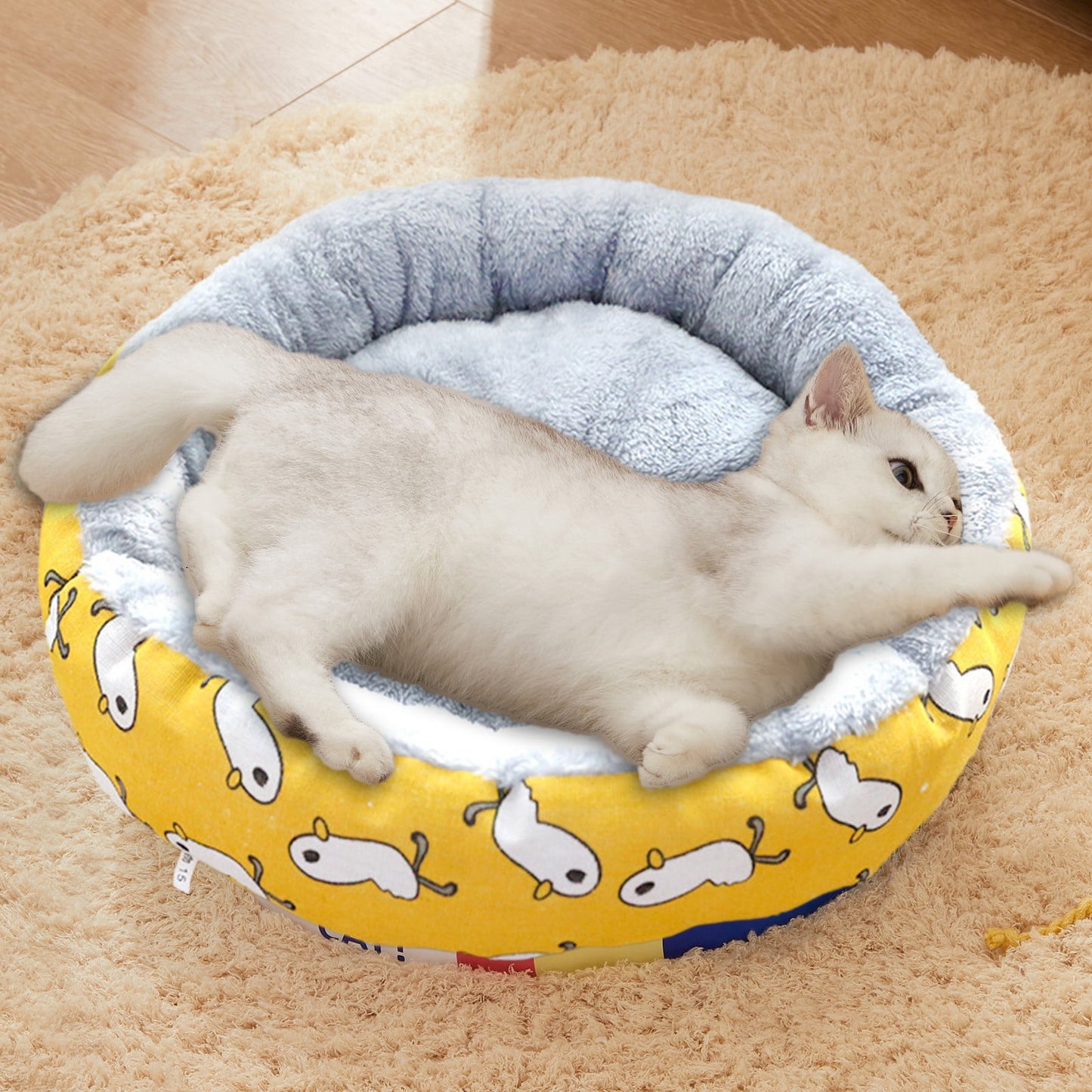 Staron Cat Houses for Indoor Cats (Yellow), Cat Beds for Indoor Cats Pet Small Dog Medium Kennel Carrier Round Comfortable And Soft