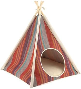 Horizon Cozy Cove Pet Teepee Tent for Dogs & Cats - Cotton Canvas Pet Bed House, Removable Pillow, Indoor/Outdoor, Machine Washable (Desert)