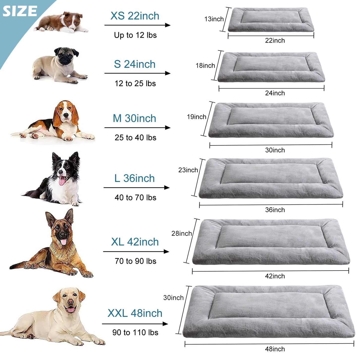 COSYJOY Plush Washable Dog Bed Ultra Soft Dog Crate Mat Kennel Pad Anti-Slip Pet Sleeping Bed for Small Medium Large Dogs,Gray 36" x 23"