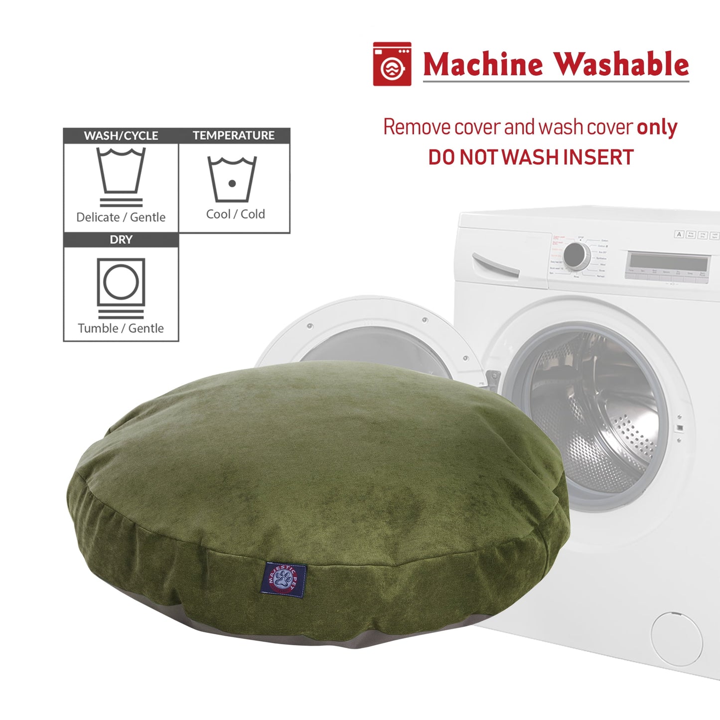 Majestic Pet | Villa Velvet Round Pet Bed For Dogs, Removable Cover, Fern, Small
