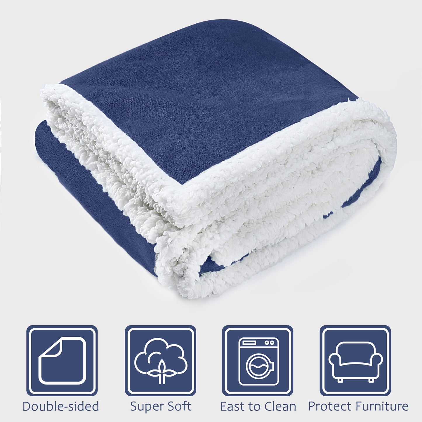 Pawsse Machine Washable Fleece Pet Throw Blanket for Dogs, Cats & Small Pets - Soft Blue Pet Blanket (60"x50")