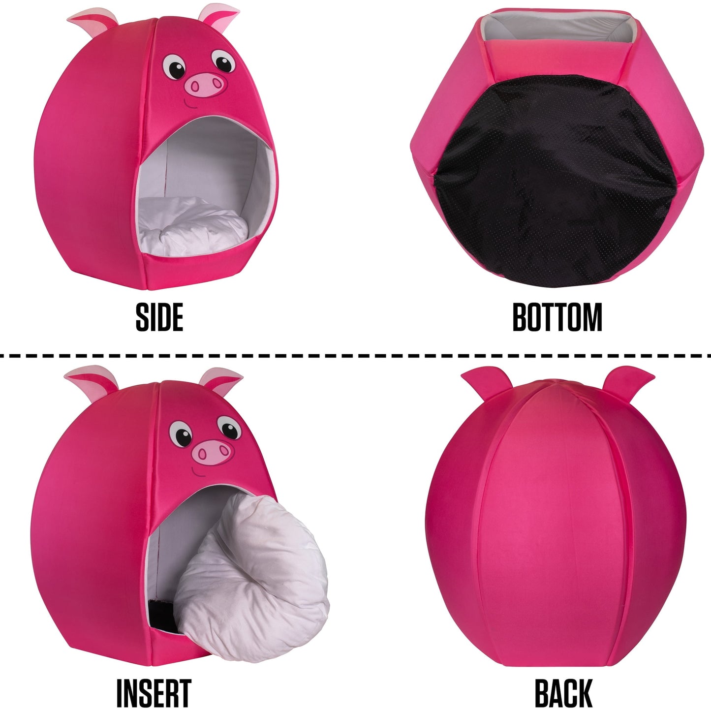 Maccabi Art: Pet Friends Igloo Bed: Small - Piggy - Animal Face Bed, Cozy Dome, Small Dogs, Cats & Puppies, 16x16x18",  Removable Machine-Washable Pad