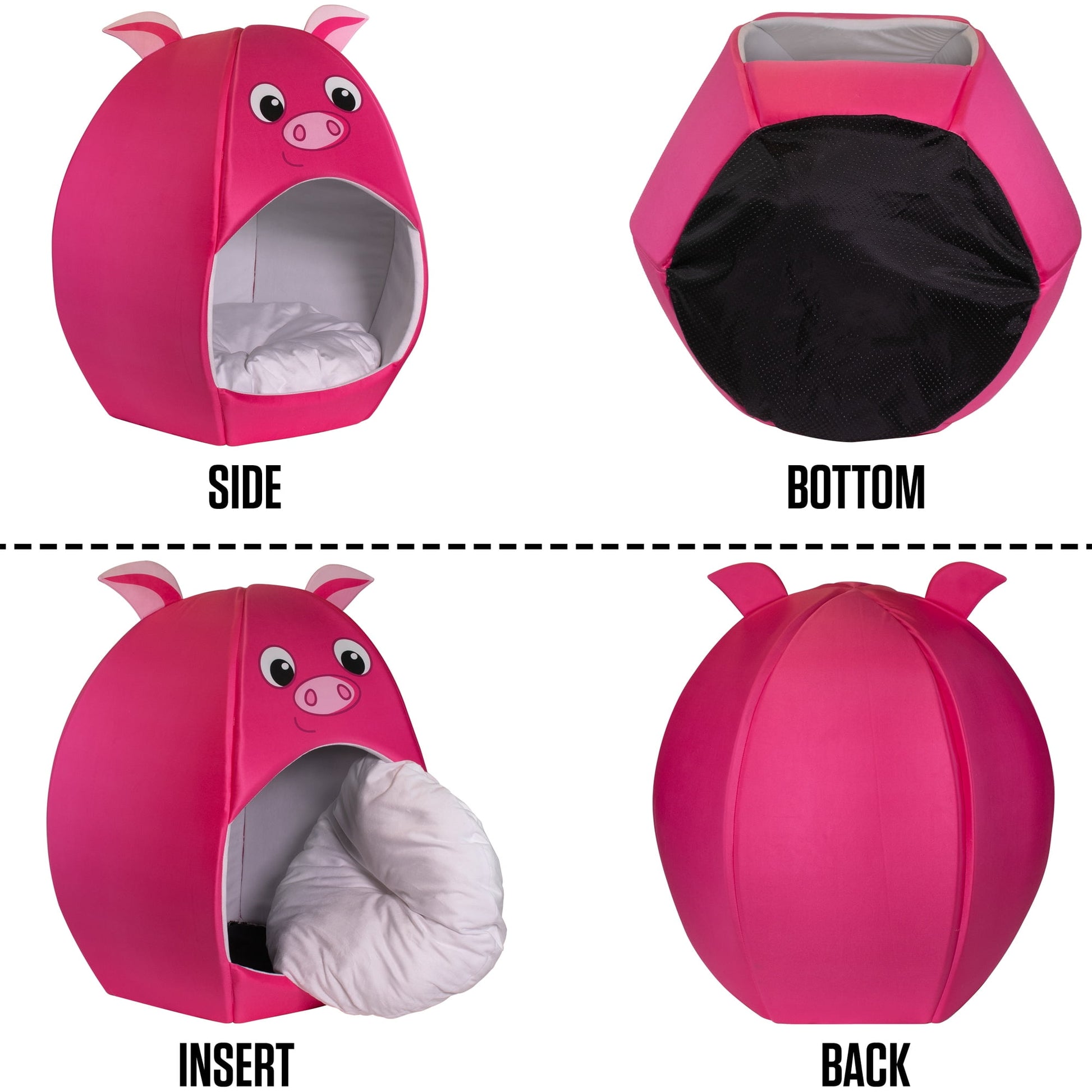 Maccabi Art: Pet Friends Igloo Bed: Small - Piggy - Animal Face Bed, Cozy Dome, Small Dogs, Cats & Puppies, 16x16x18",  Removable Machine-Washable Pad