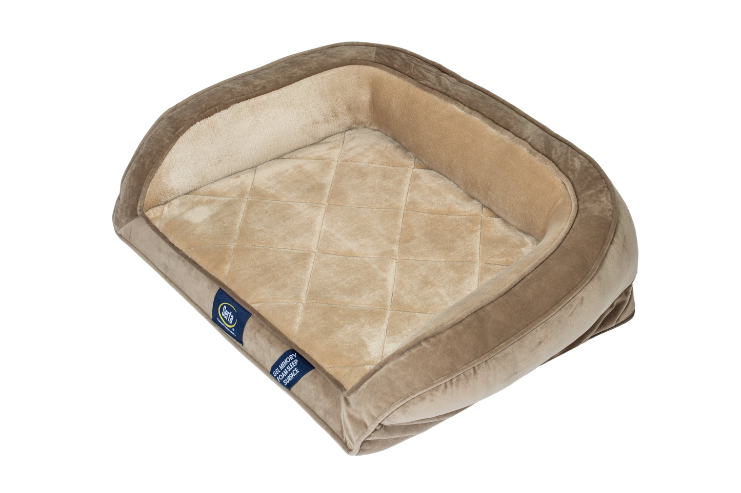 Serta Gel Memory Foam Quilted Ortho Couch Dog Bed, Small Brown
