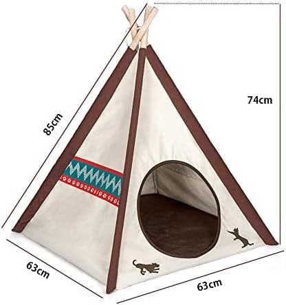Horizon Cozy Cove Pet Teepee Tent for Dogs & Cats - Cotton Canvas Pet Bed House, Removable Pillow, Indoor/Outdoor, Machine Washable (Desert)