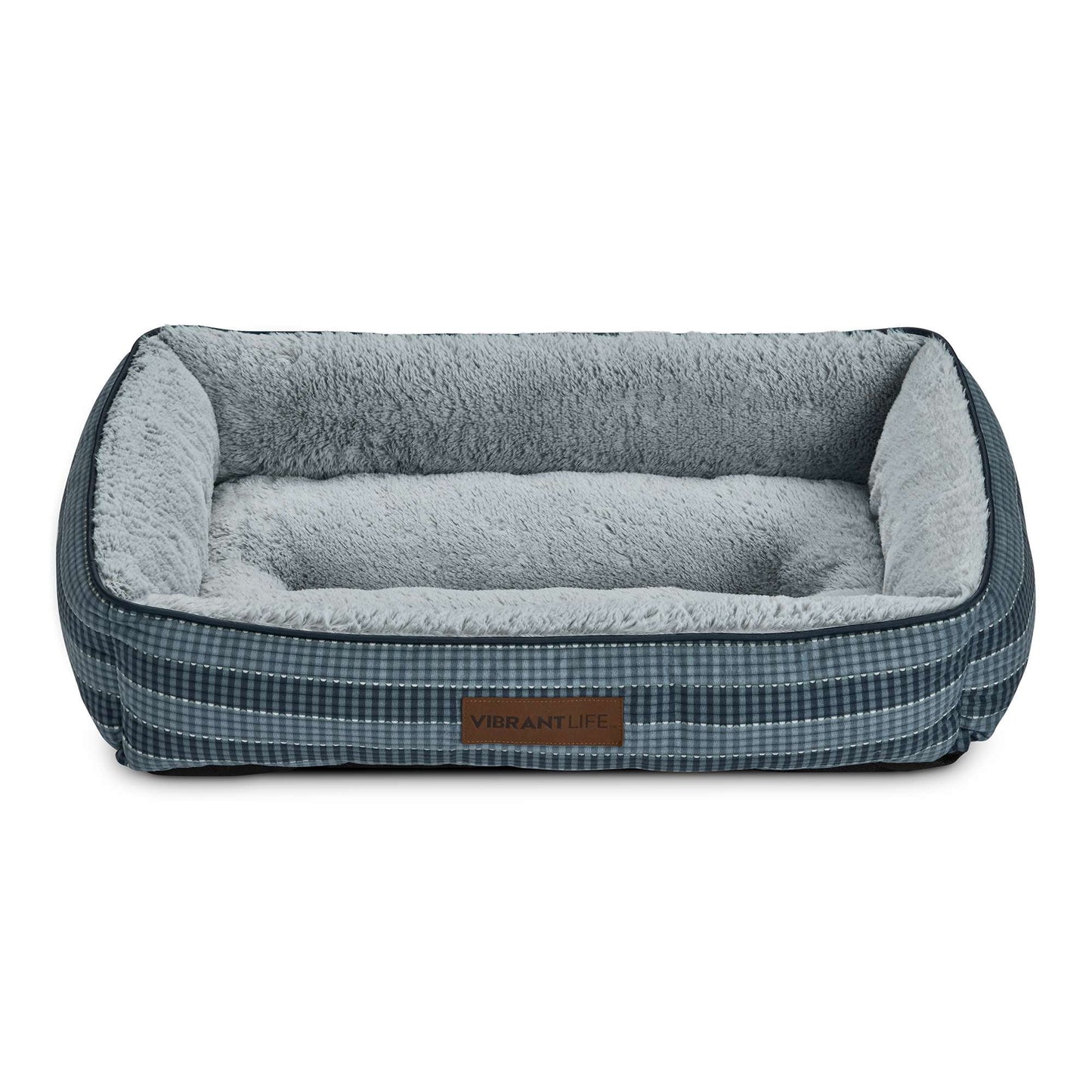 (2 pack) Vibrant Life Lounger Dog Bed, Blue, Machine Washable, Plush, Medium, 27" x 20"