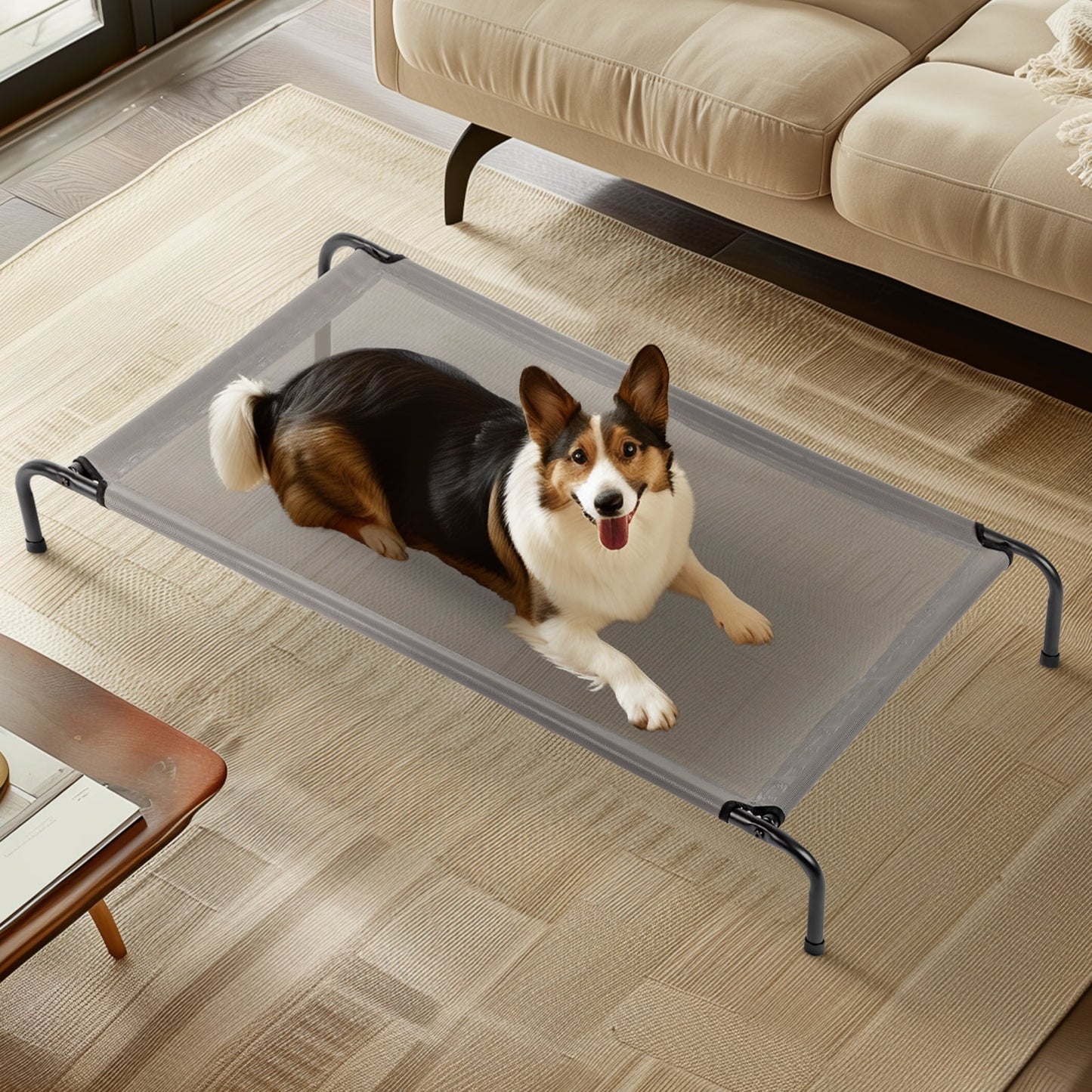 IVV Cooling Elevated Dog Bed with Metal Frame, Large, 50"L x 31"W x 8"H, Gray