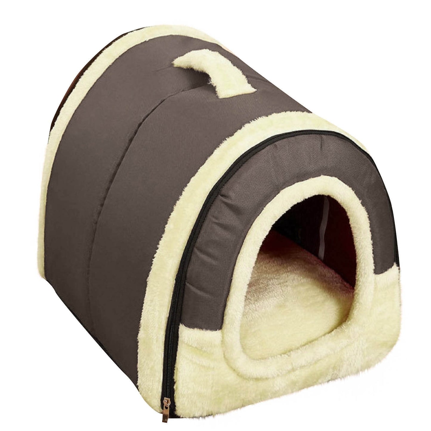 Infidev Plush Cozy Cave Dog Bed for Deep Sleep, Comfortable Kennel for Dogs 11.8" W x 13.7" L