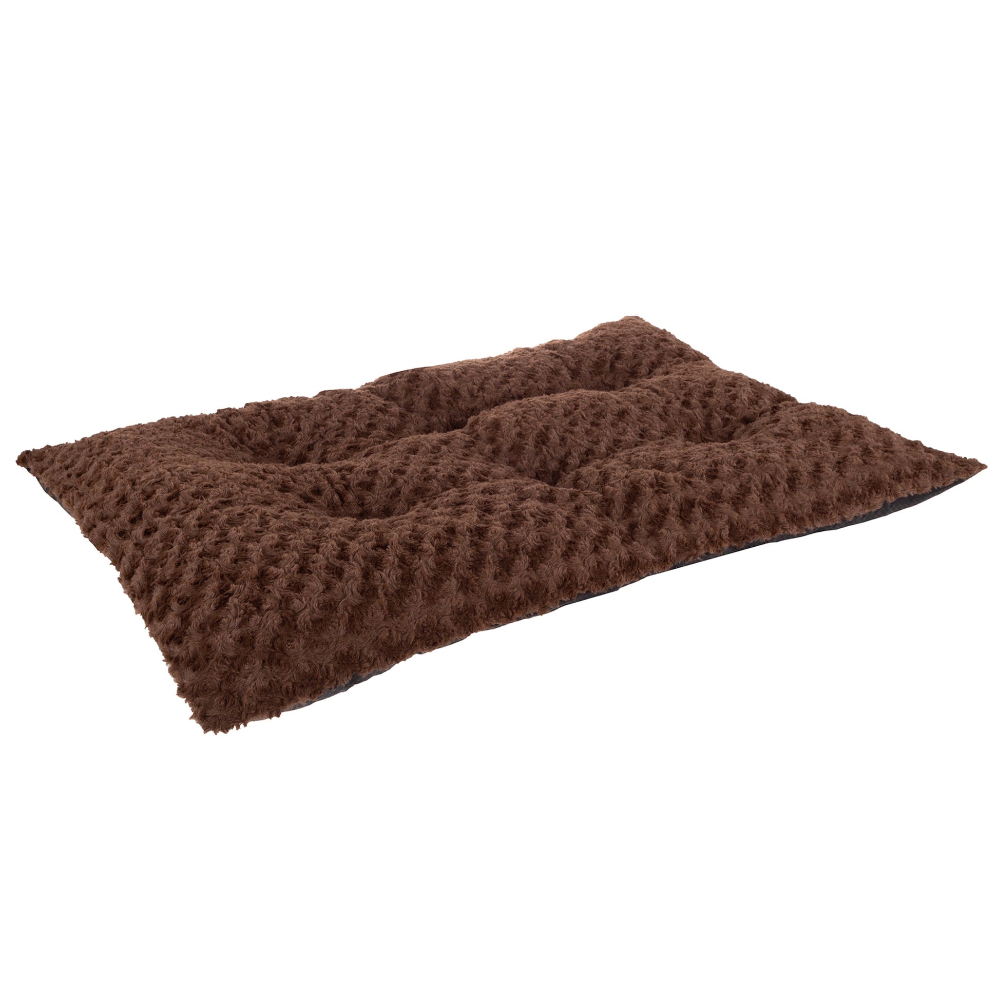 PETMAKER 42x26 Dog Bed with Faux Fur Top and Non-Slip Bottom, Brown