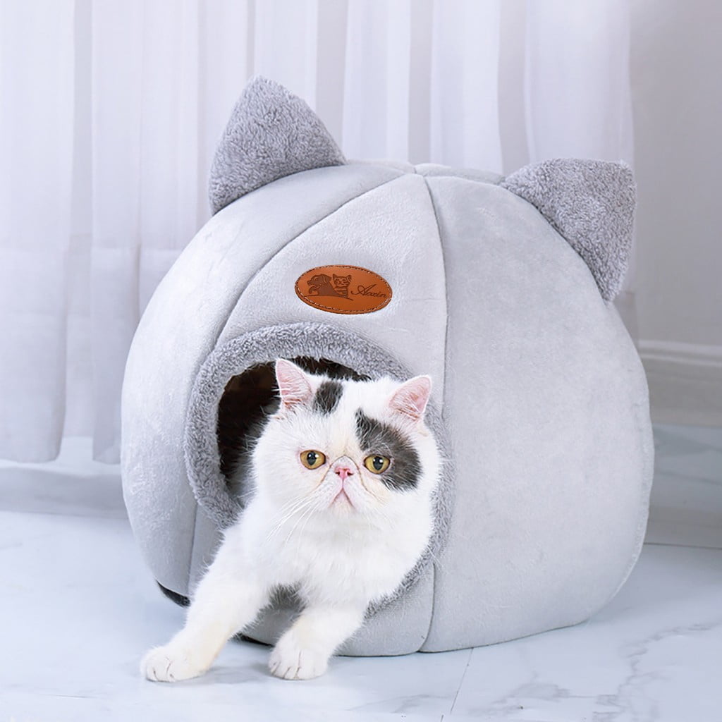 OAVQHLG3B Cat House Bed, Winter Warm Nest Soft Foldable Sleeping Mat Pad Cozy Cat Cave Cute Pet Tent Beds for Cats Puppy Small Dogs
