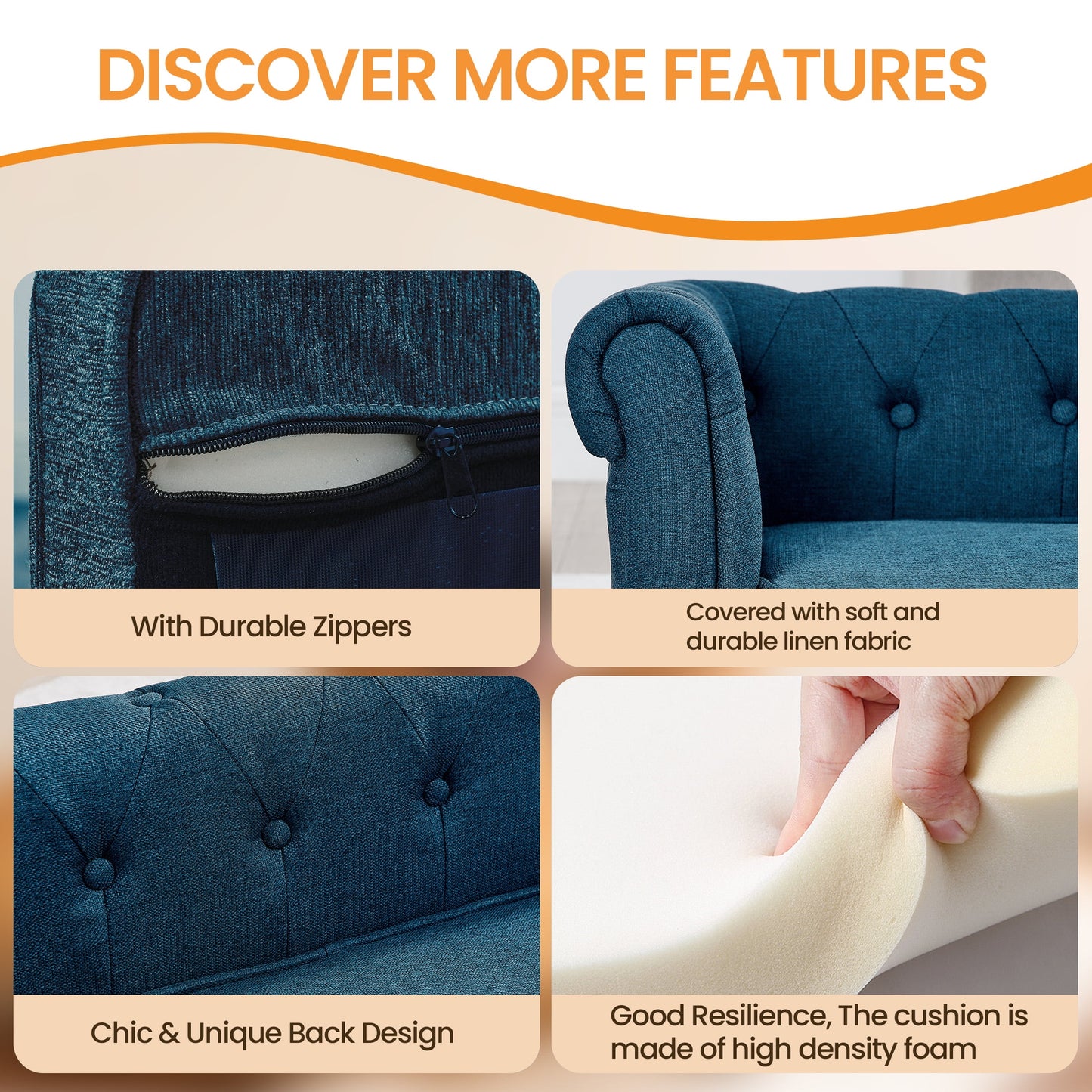 Aukfa Dog Beds for Medium and Large Dog, 33" Elevated Pet Sofa Bed Support up to 200 lbs, Blue